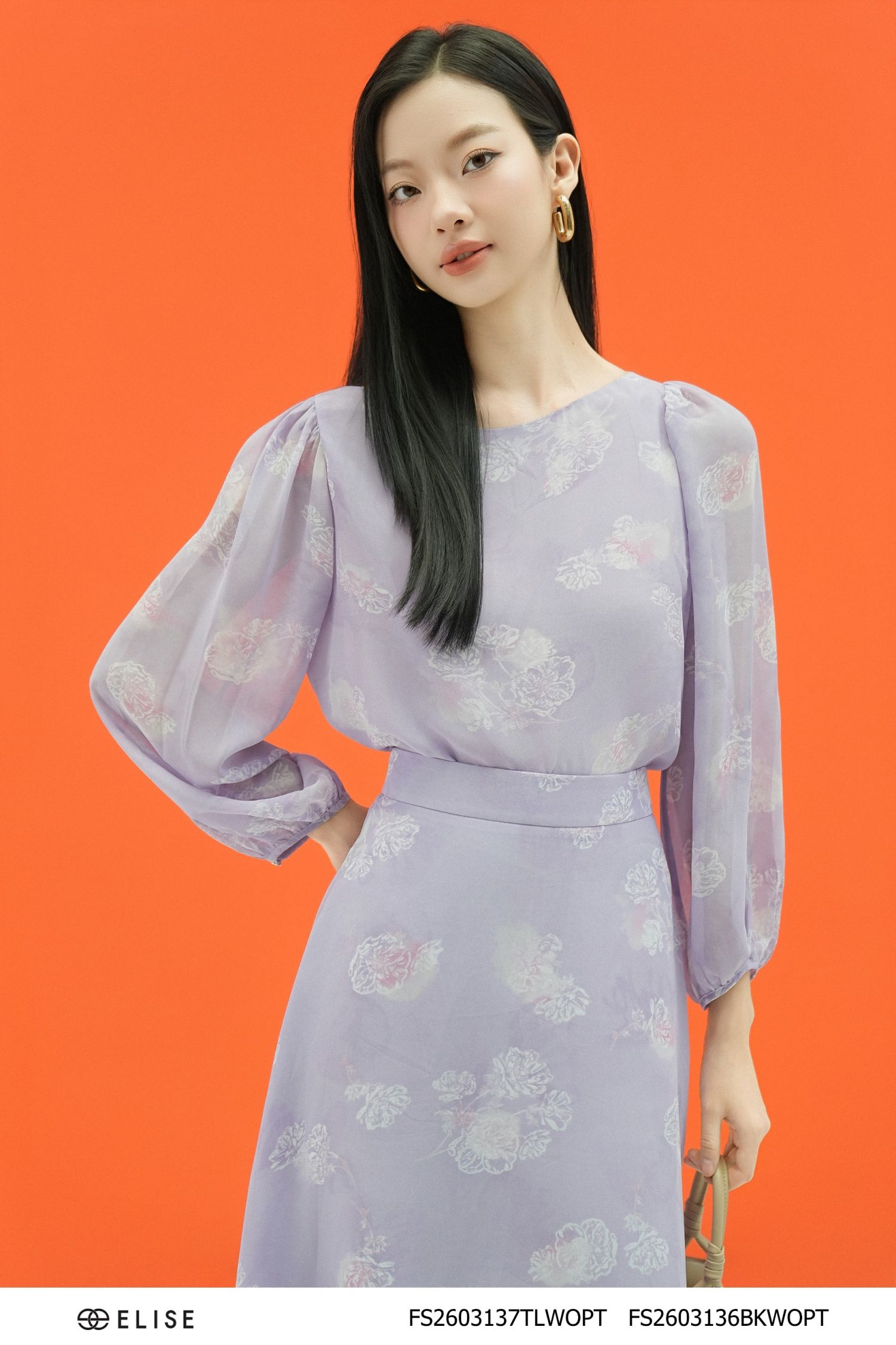 ÁO CHIFFON HT HOA NỀN TÍM