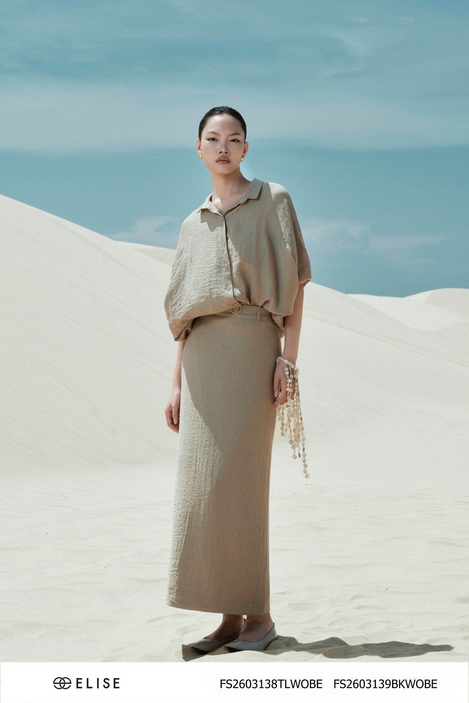 JUPE LINEN BE NÂU ĐAI EO