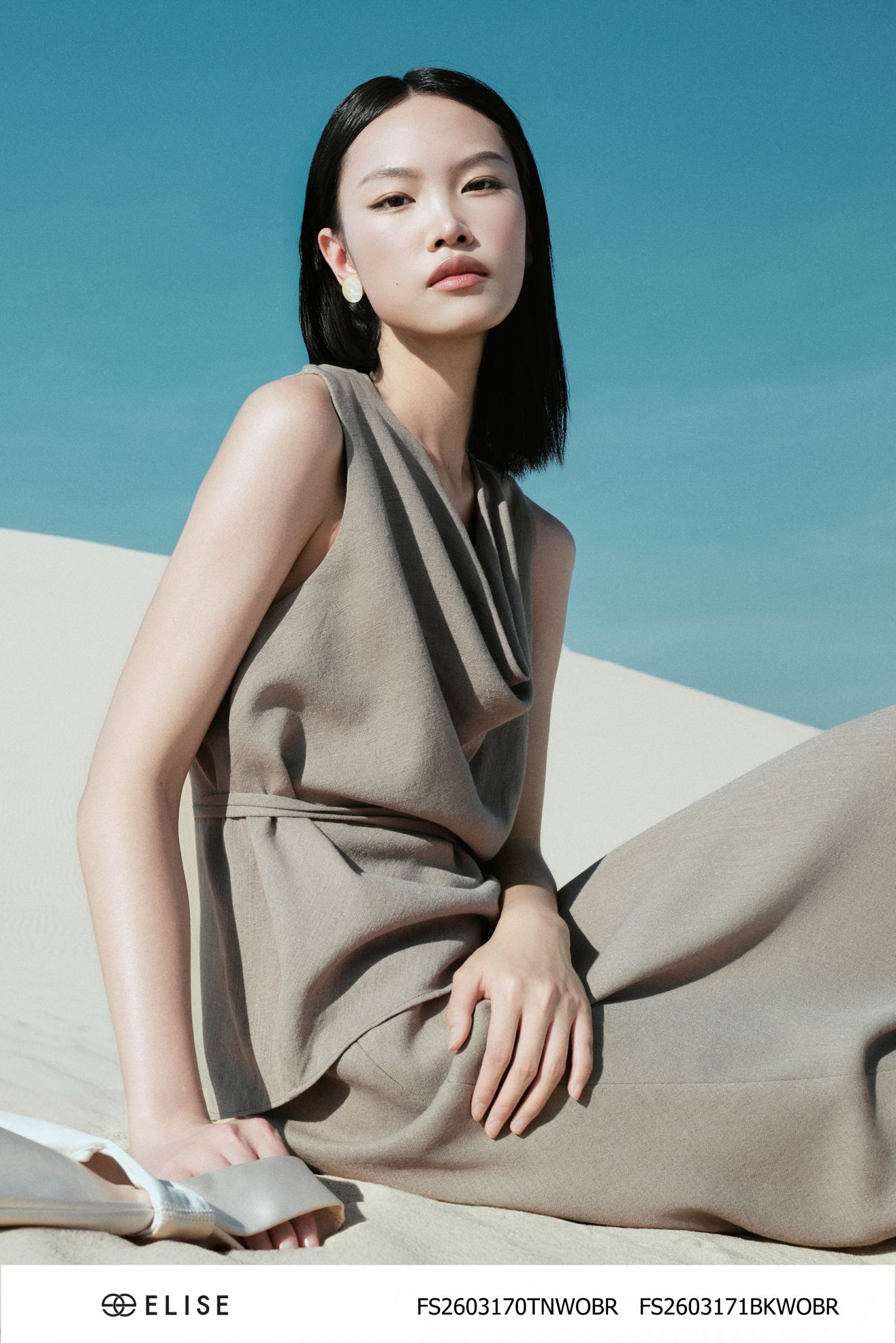 ÁO LINEN CỔ ĐỔ BUỘC DÂY EO