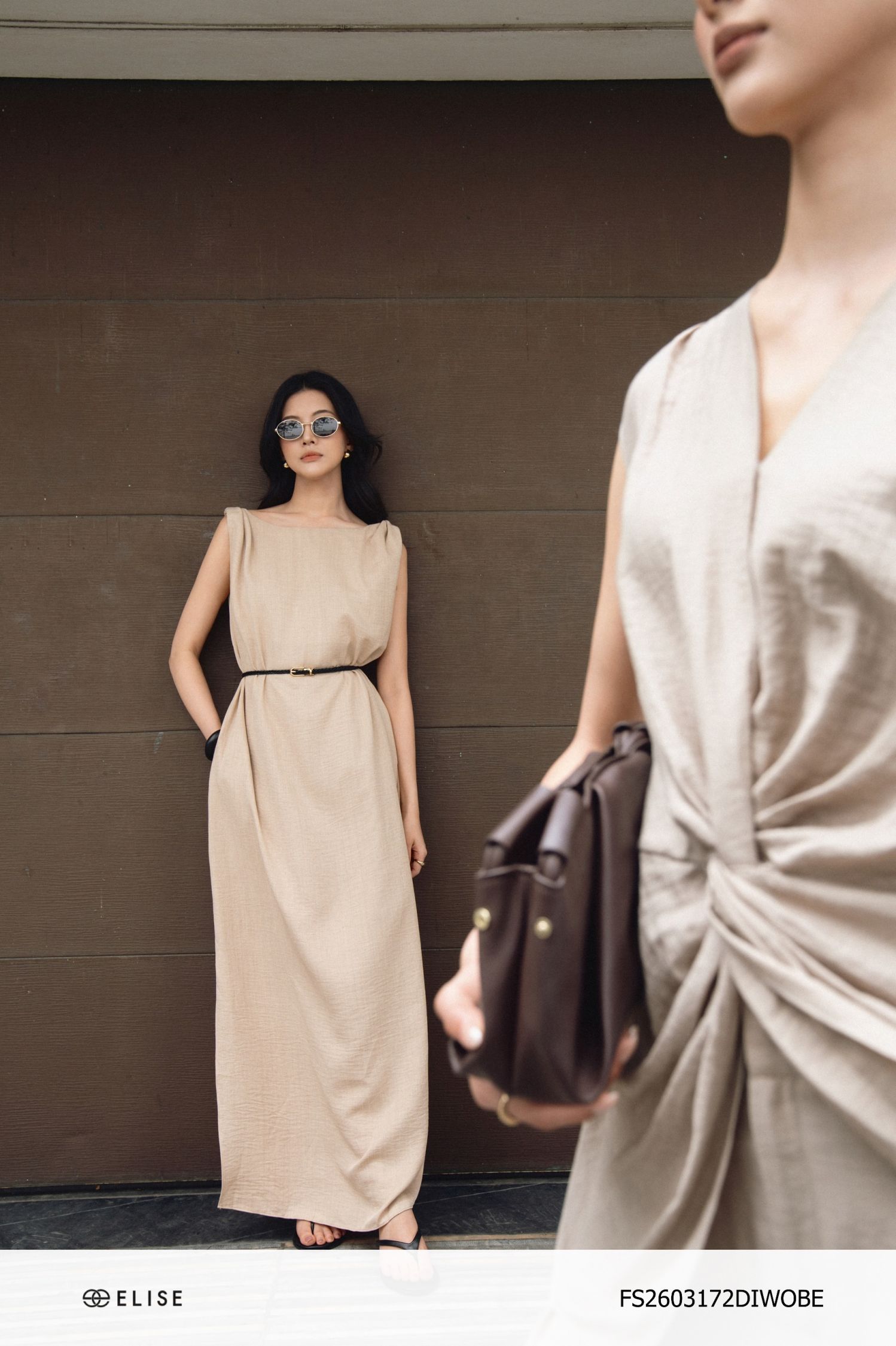 ĐẦM LINEN BE XOẮN VAI XẺ BÊN