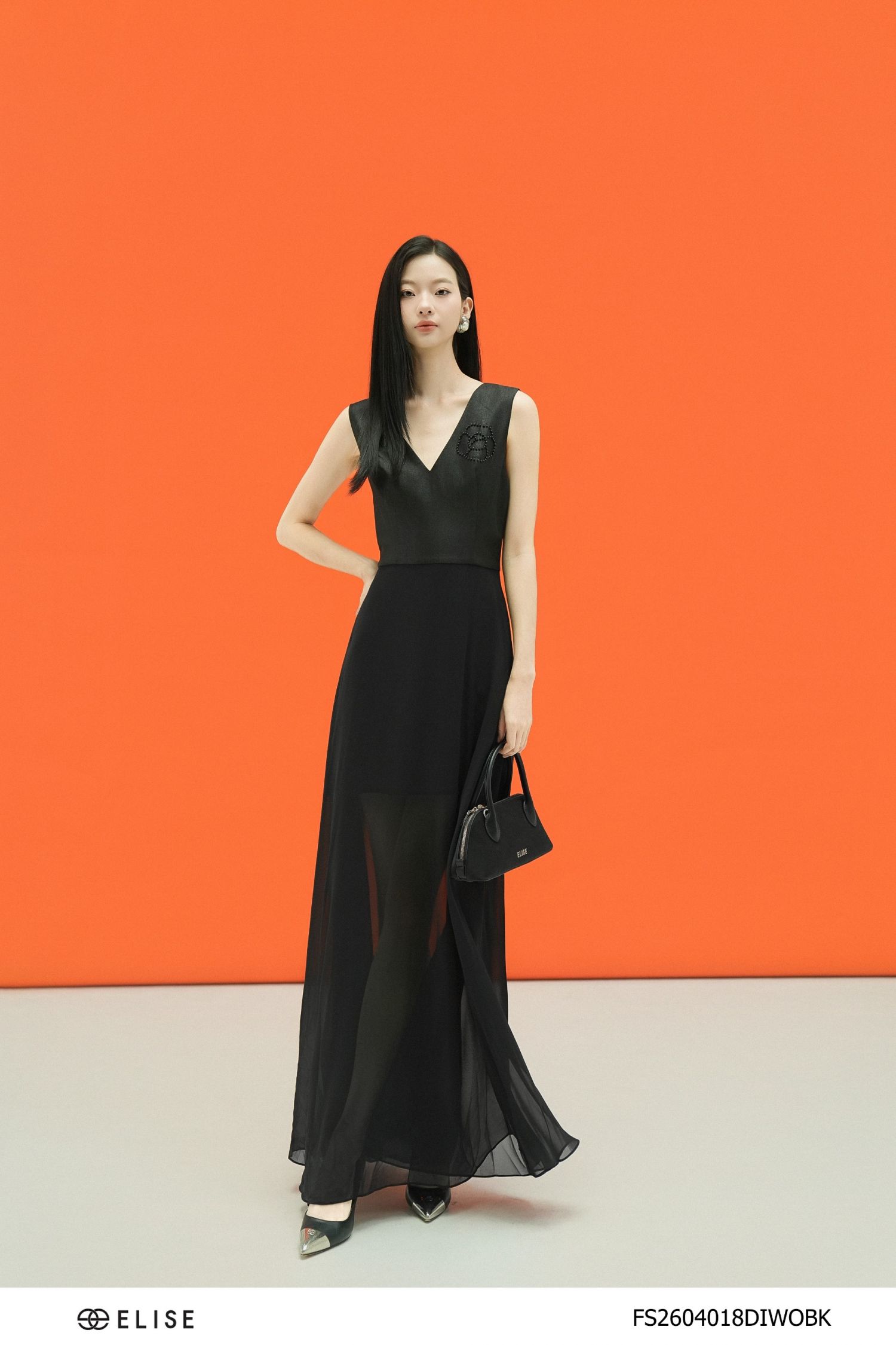 ĐẦM TAFTA LỤA ĐEN PHỐI CHIFFON