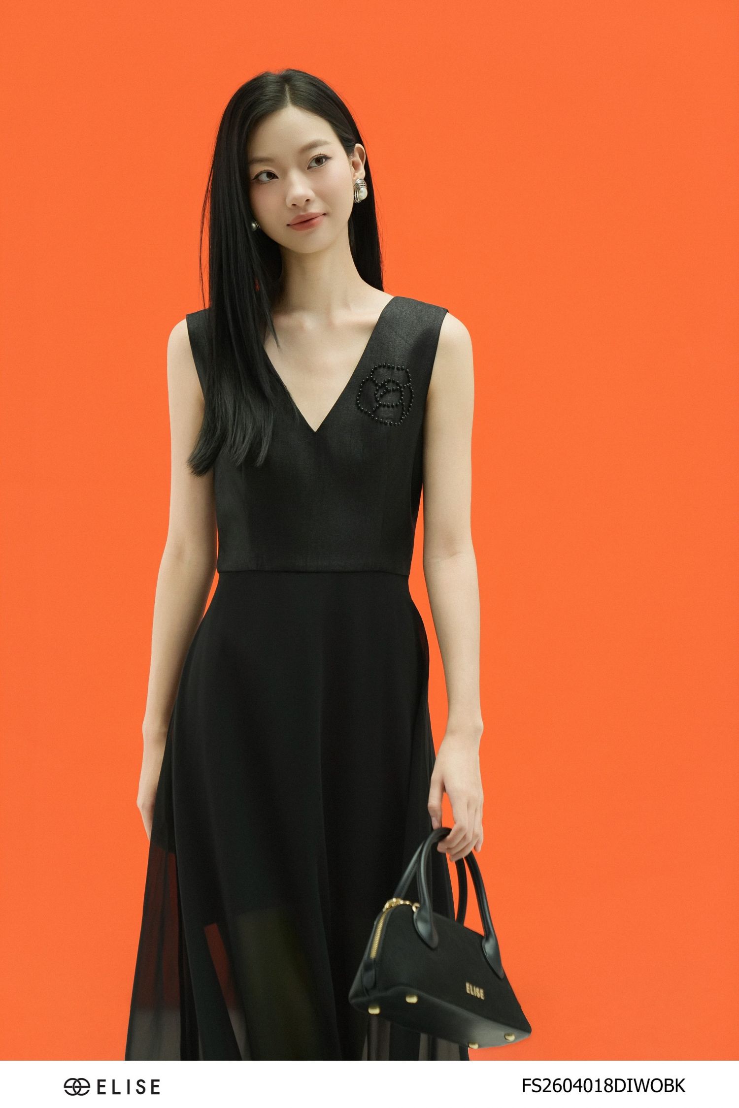 ĐẦM TAFTA LỤA ĐEN PHỐI CHIFFON