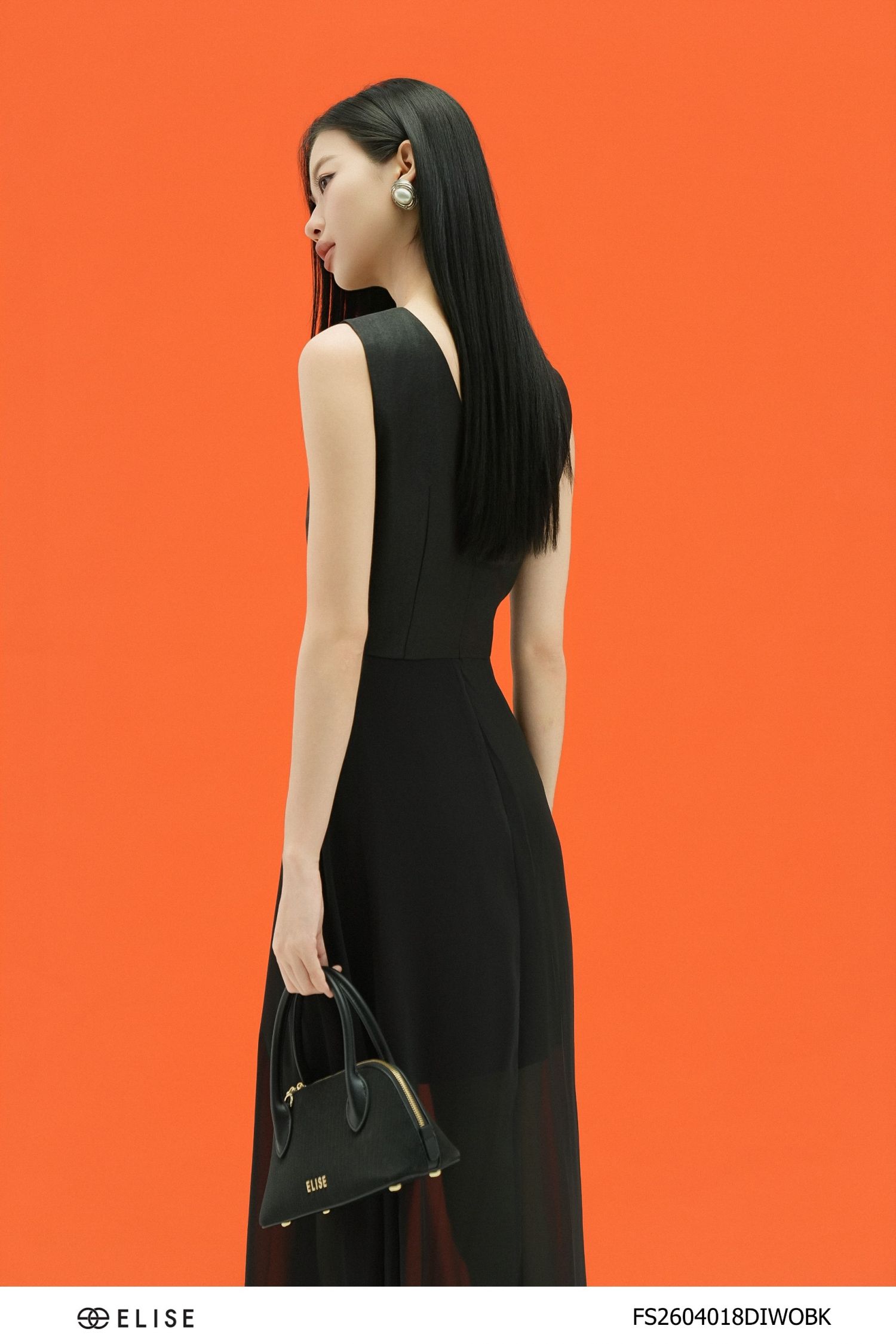 ĐẦM TAFTA LỤA ĐEN PHỐI CHIFFON
