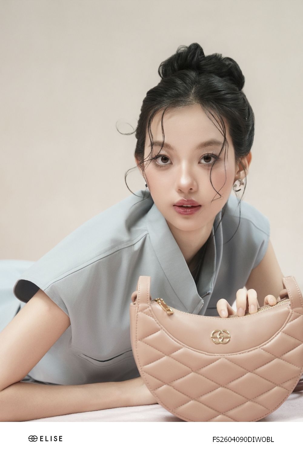 ĐẦM XANH GHI ĐAI EO KHÓA TRƯỚC