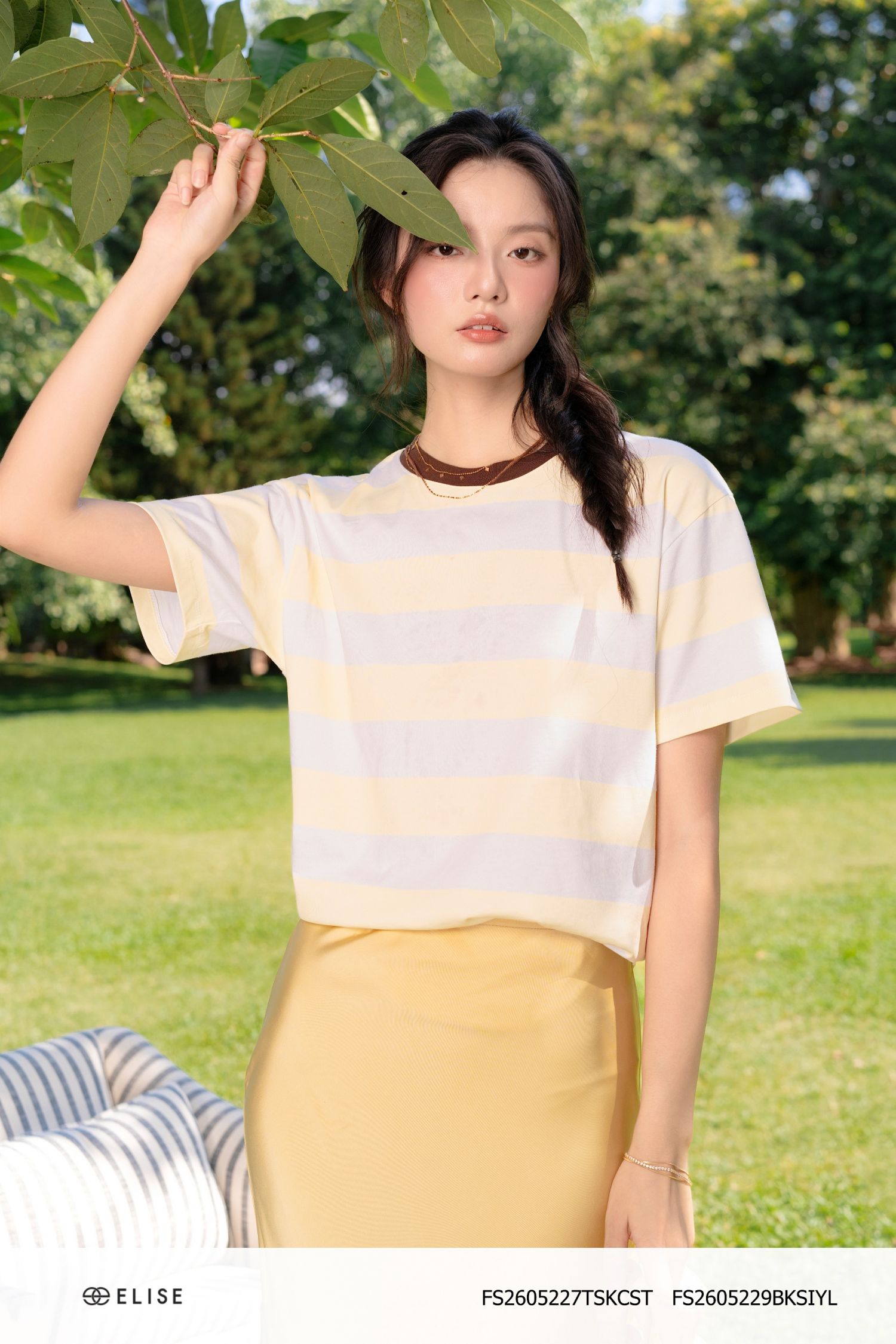 ÁO THUN KẺ VÀNG TRẮNG