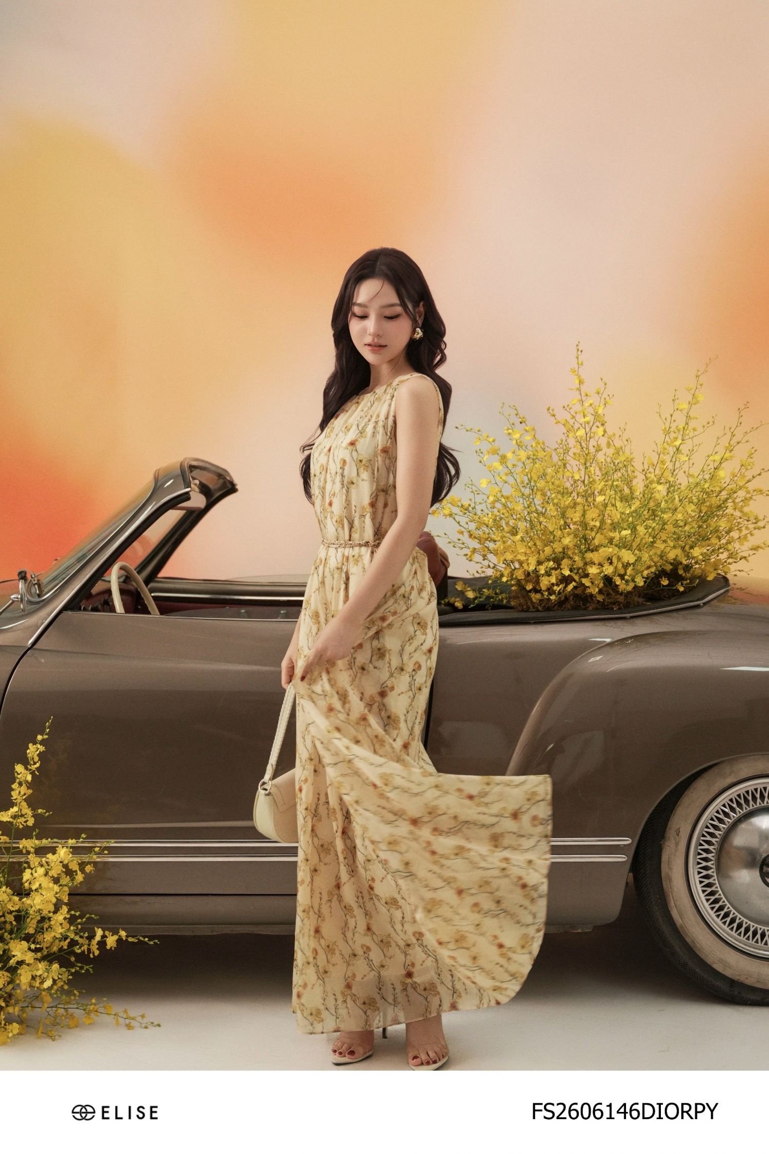 ĐẦM MAXI HT HOA DÂY NỀN VÀNG