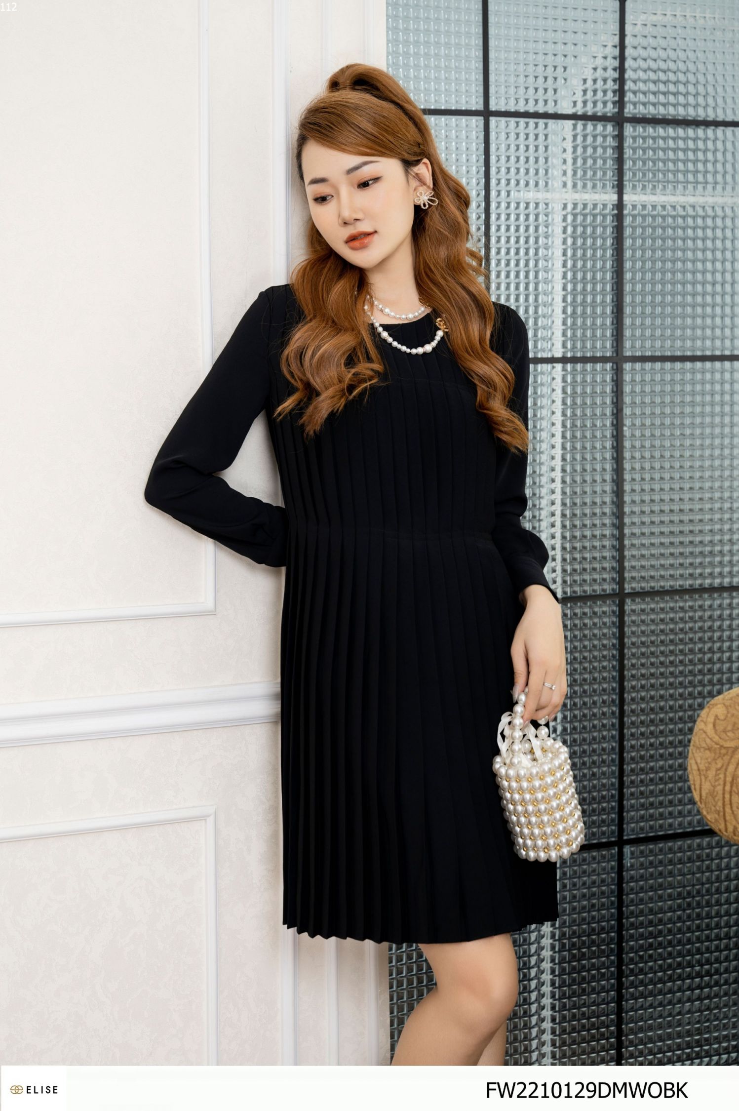 HM333] Đầm suông cổ tròn tay dài caro trắng đen thân trơn đen có đến size  130kg thương hiệu Himistore - Shop Big Size | Shop Size Lớn | Himistore