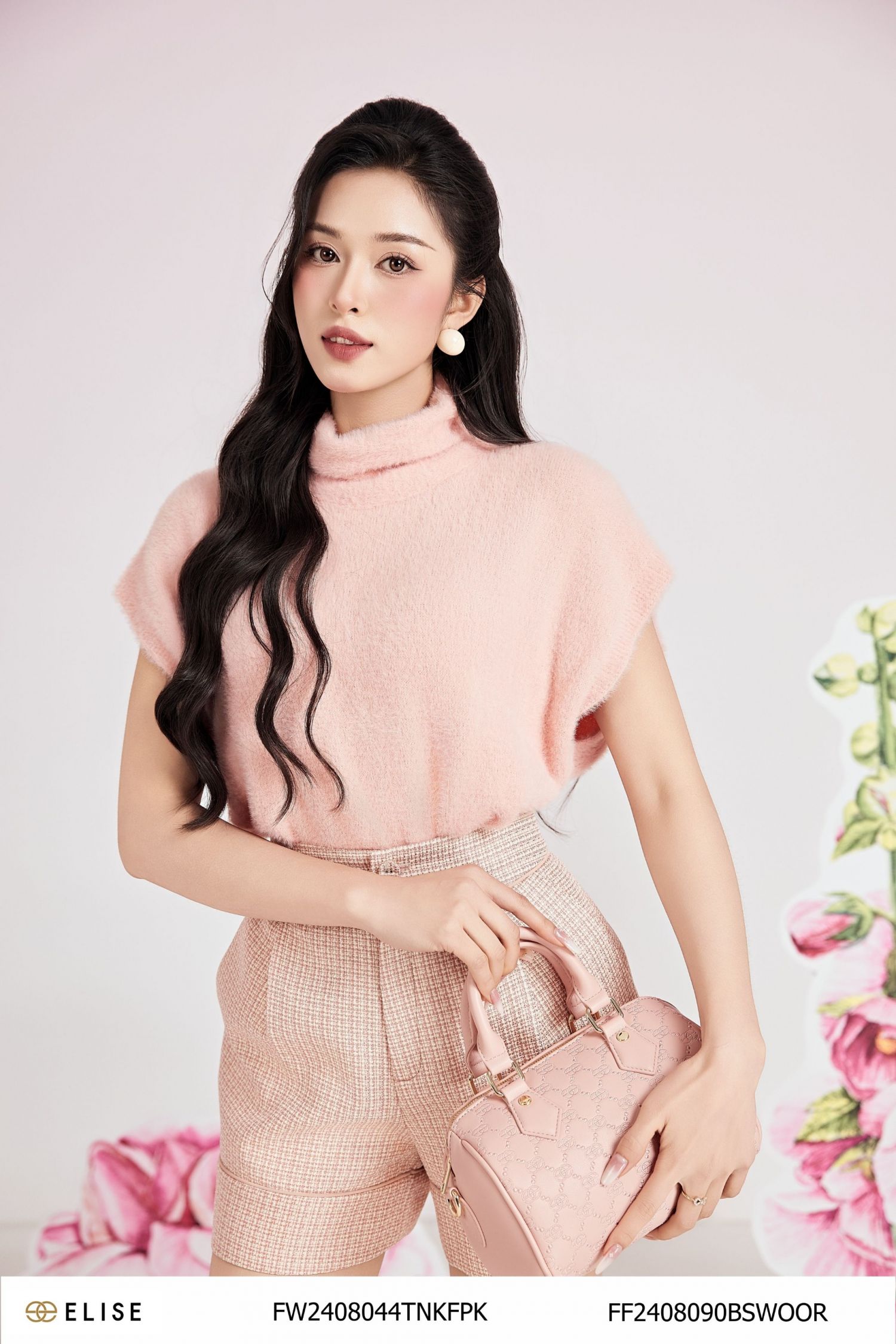 ÁO LÔNG HỒNG CAO CỔ