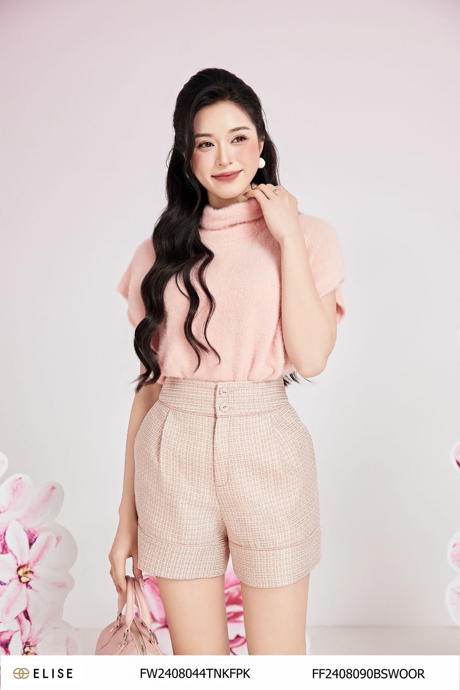 ÁO LÔNG HỒNG CAO CỔ