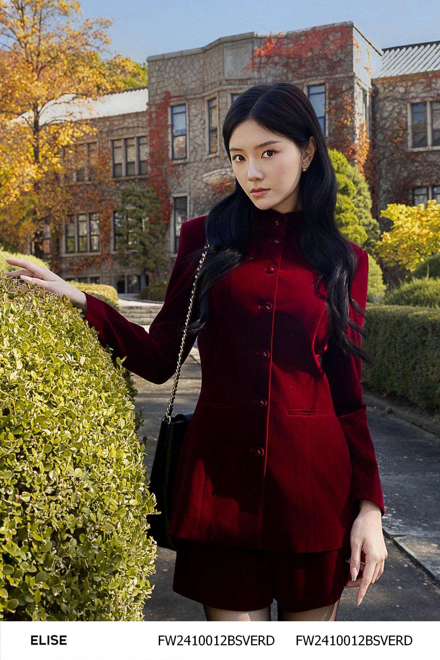 VEST NHUNG BUDLANH ĐỎ VANG CỔ TAY THÊU CHỮ
