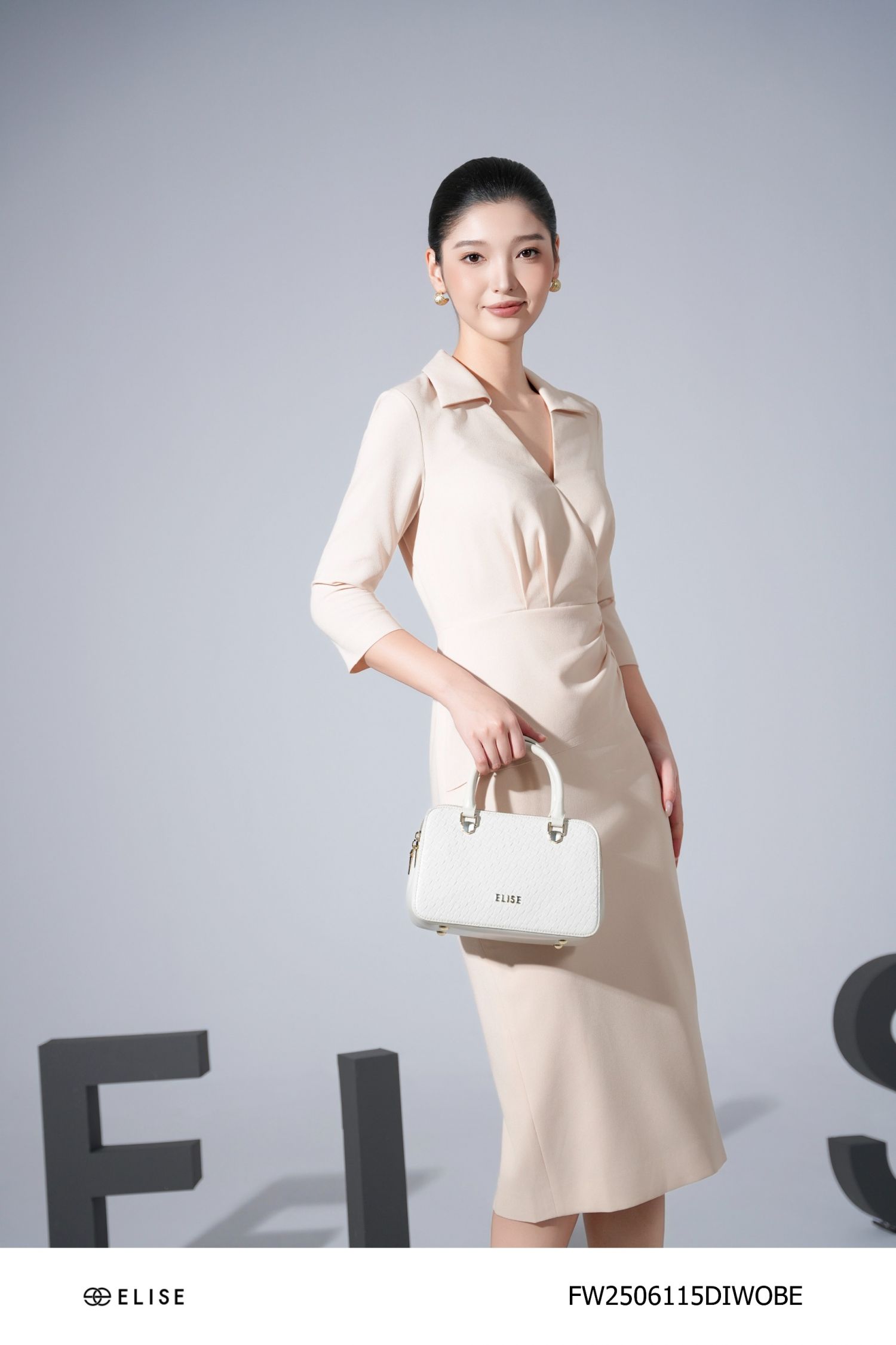 ĐẦM BÚT CHÌ BE SỮA XẾP NHÚN PEPLUM