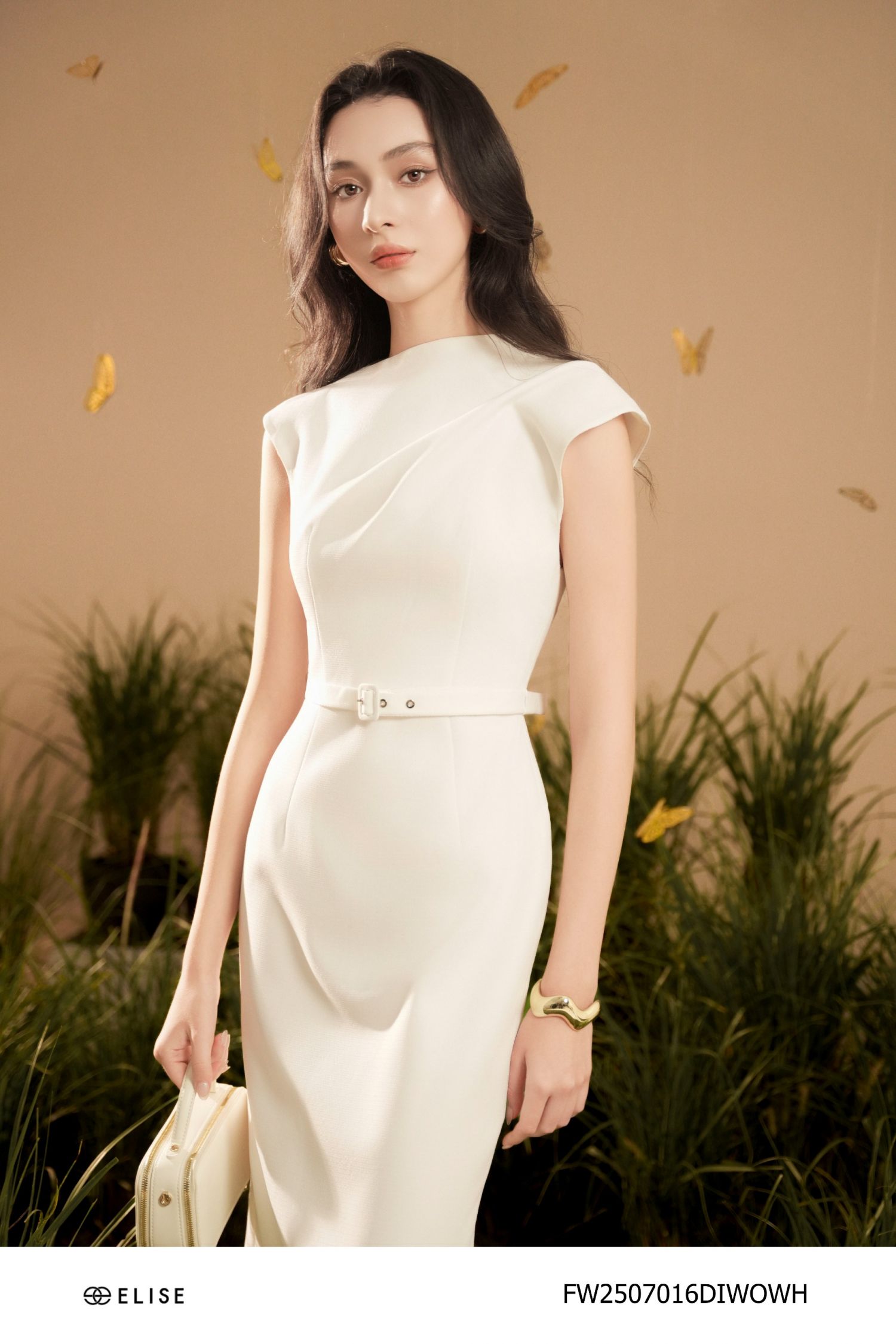 ĐẦM TENDY VÂN TRẮNG ĐAI EO