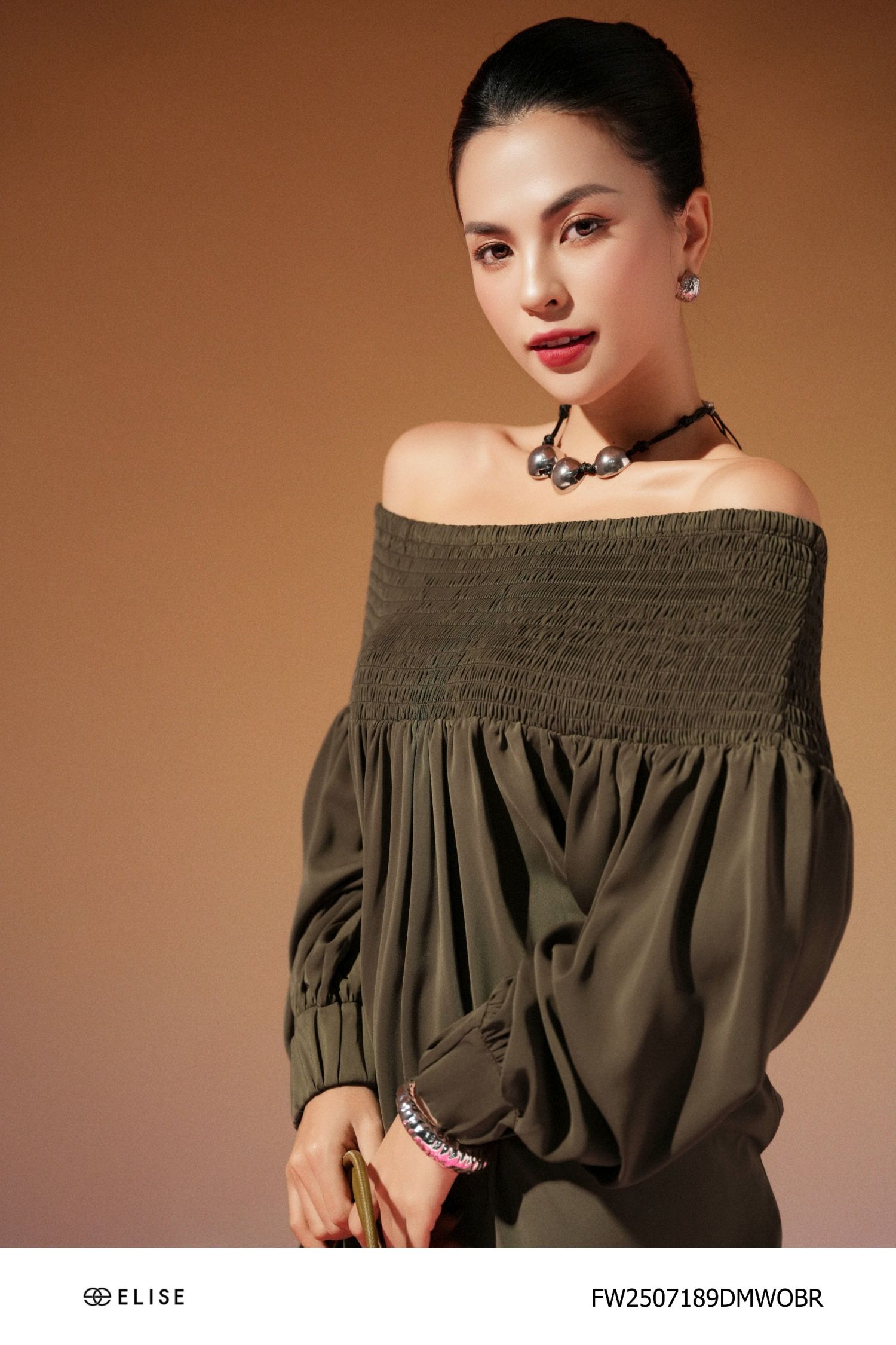 ĐẦM NÂU TRỄ VAI CHẠY CHỈ CHUN