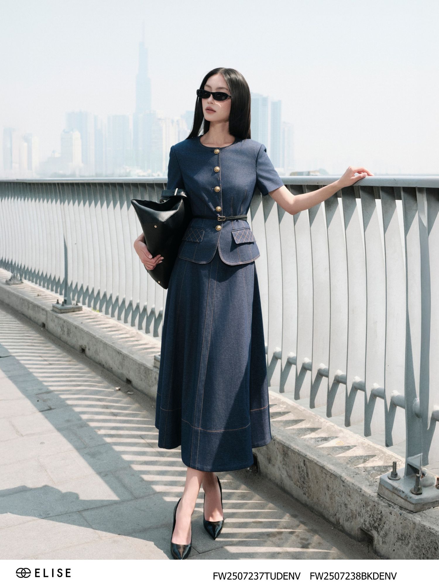 VEST DENIM DIỄU CHỈ NẮP TÚI