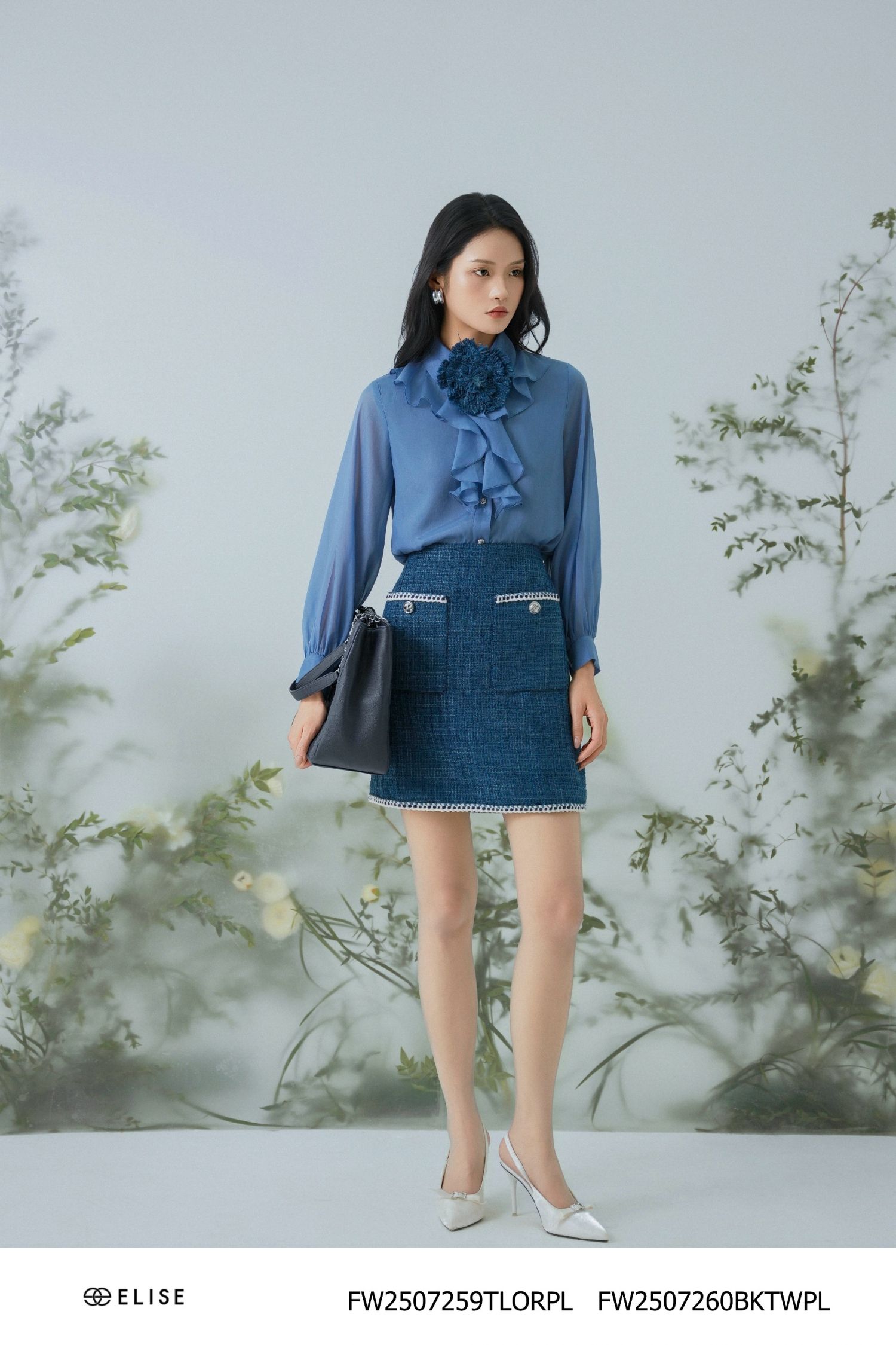 CV TWEED SỢI KẺ Ô XANH SẪM