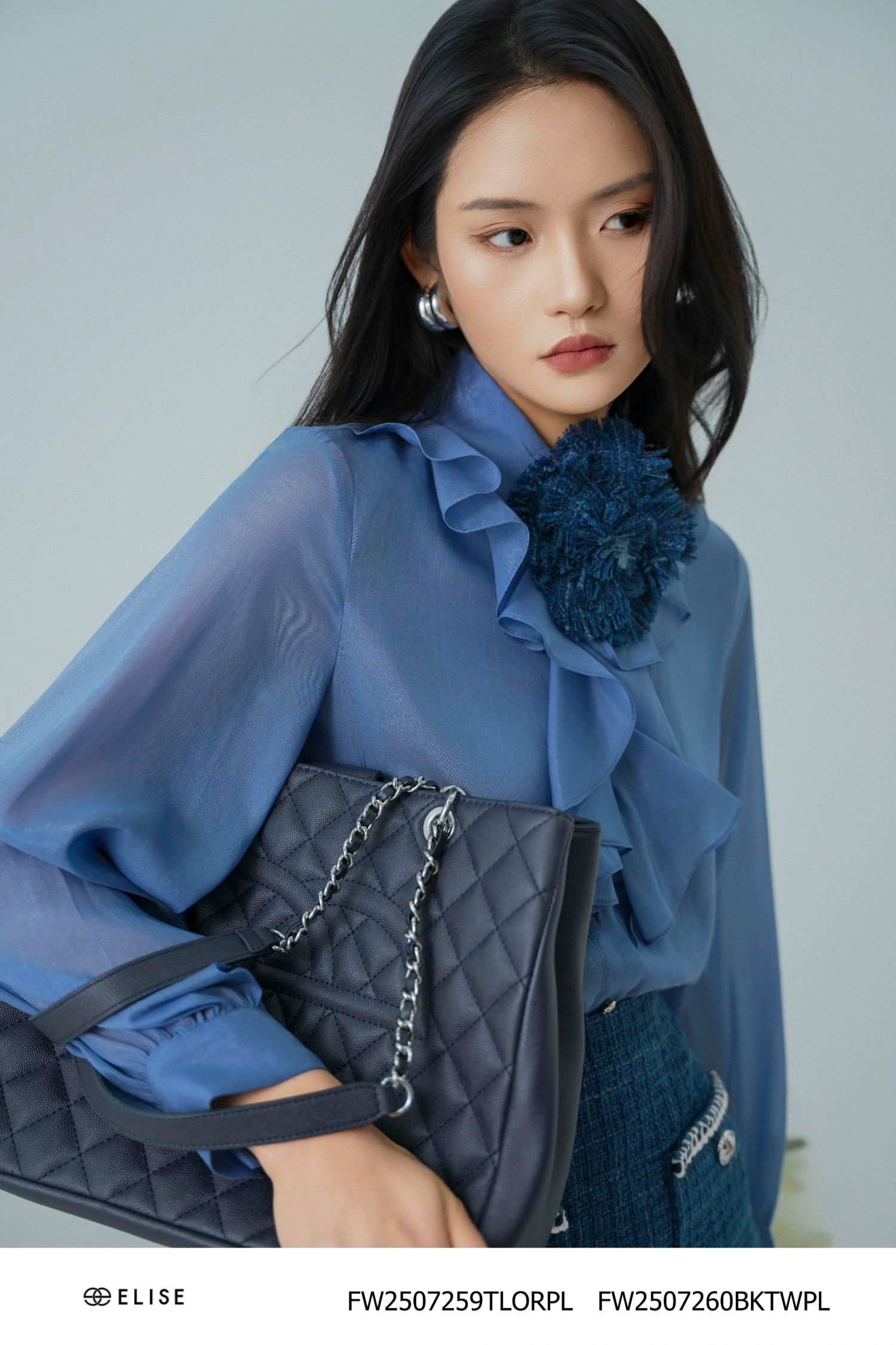 CV TWEED SỢI KẺ Ô XANH SẪM