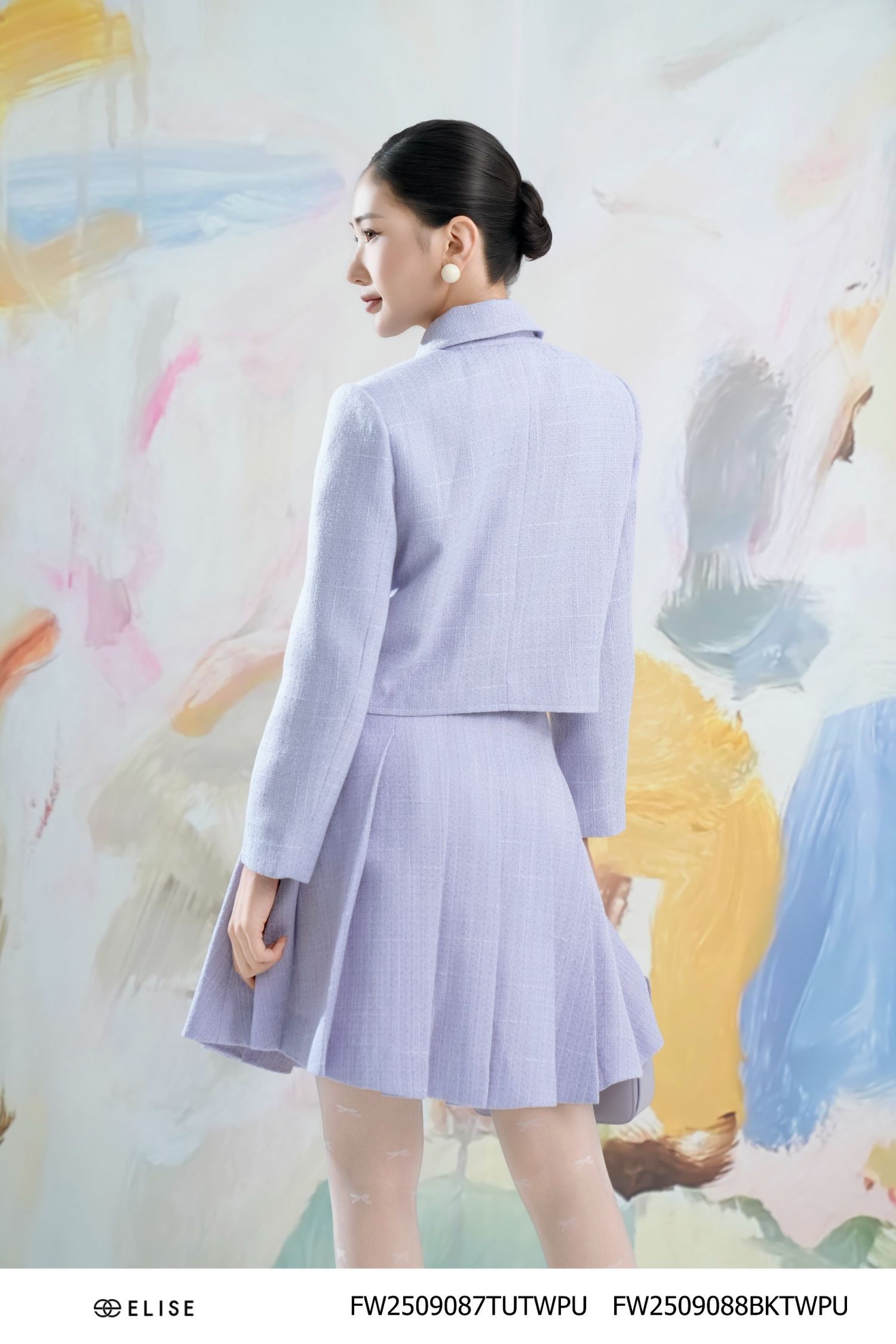 ÁO KHOÁC TWEED TÍM TÚI ỐP