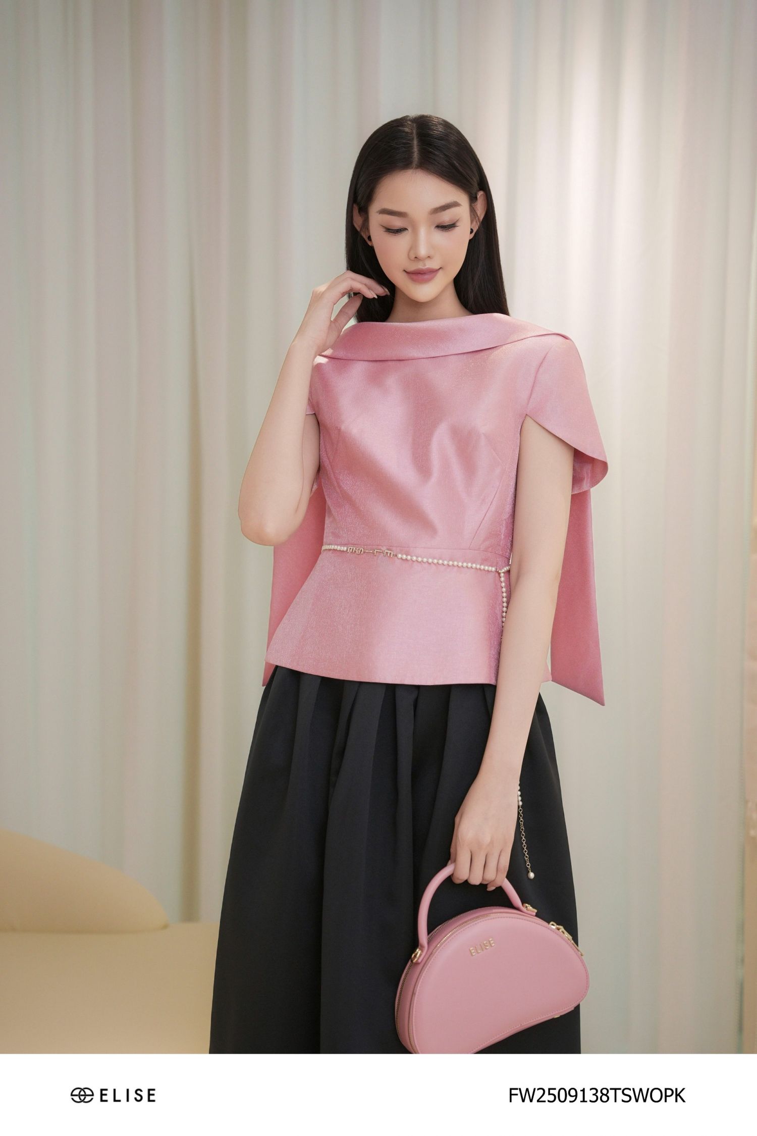 ÁO NT HỒNG CỔ LẬT BUỘC DÂY SAU
