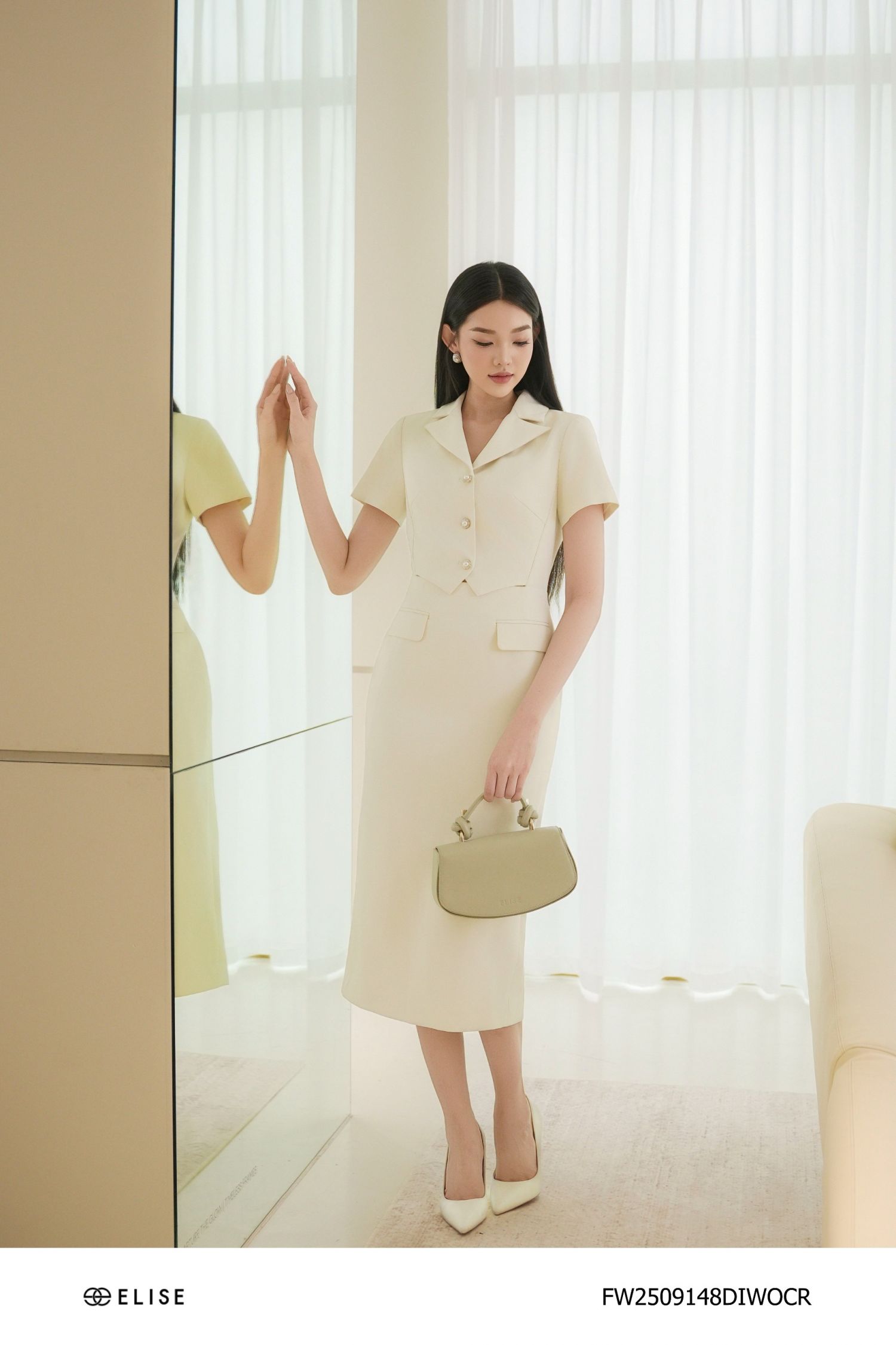 ĐẦM CỔ VEST KEM TÀ BUNG CHÉO