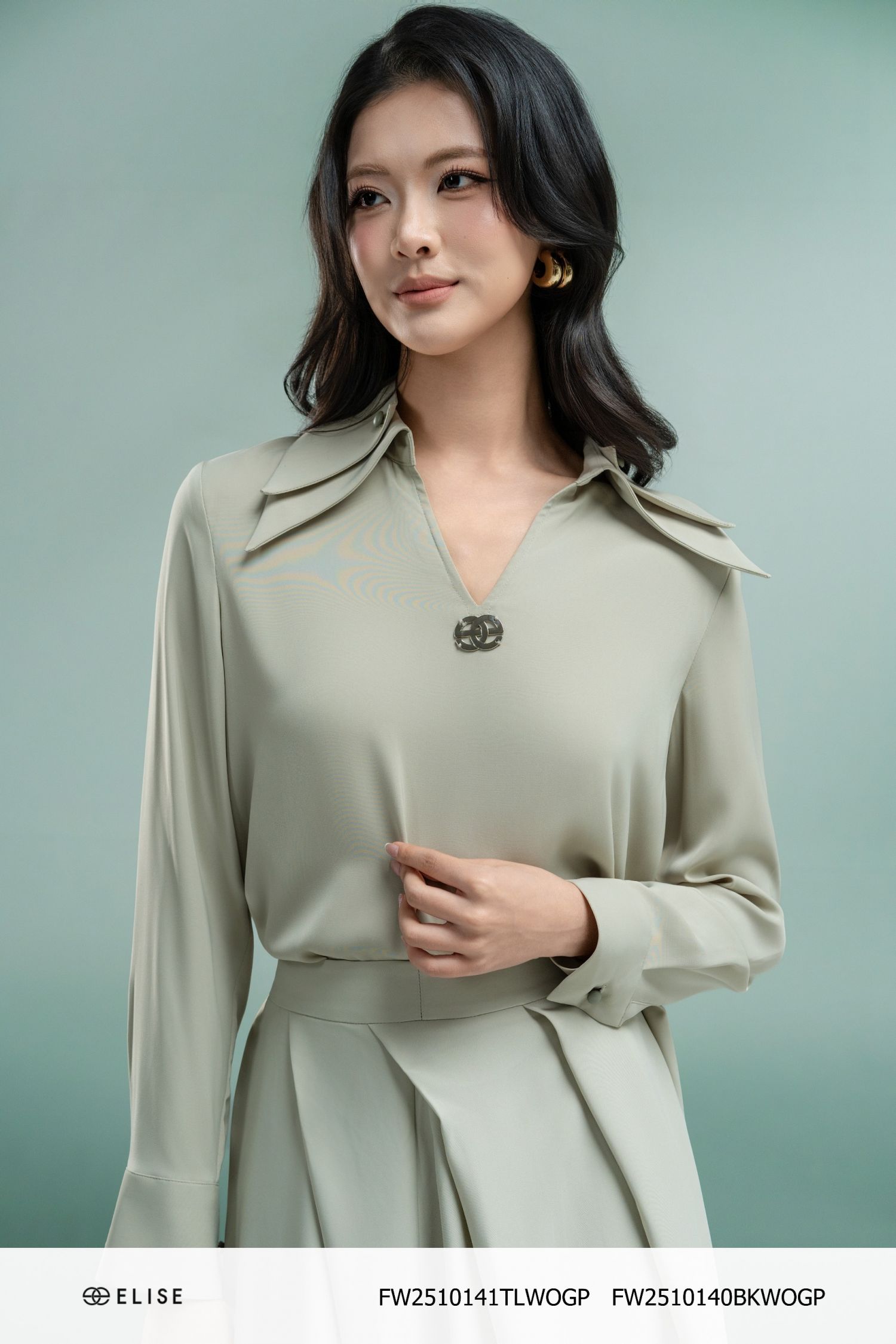 CV XANH OLIVE NHẠT XẾP LY BOM GẤU