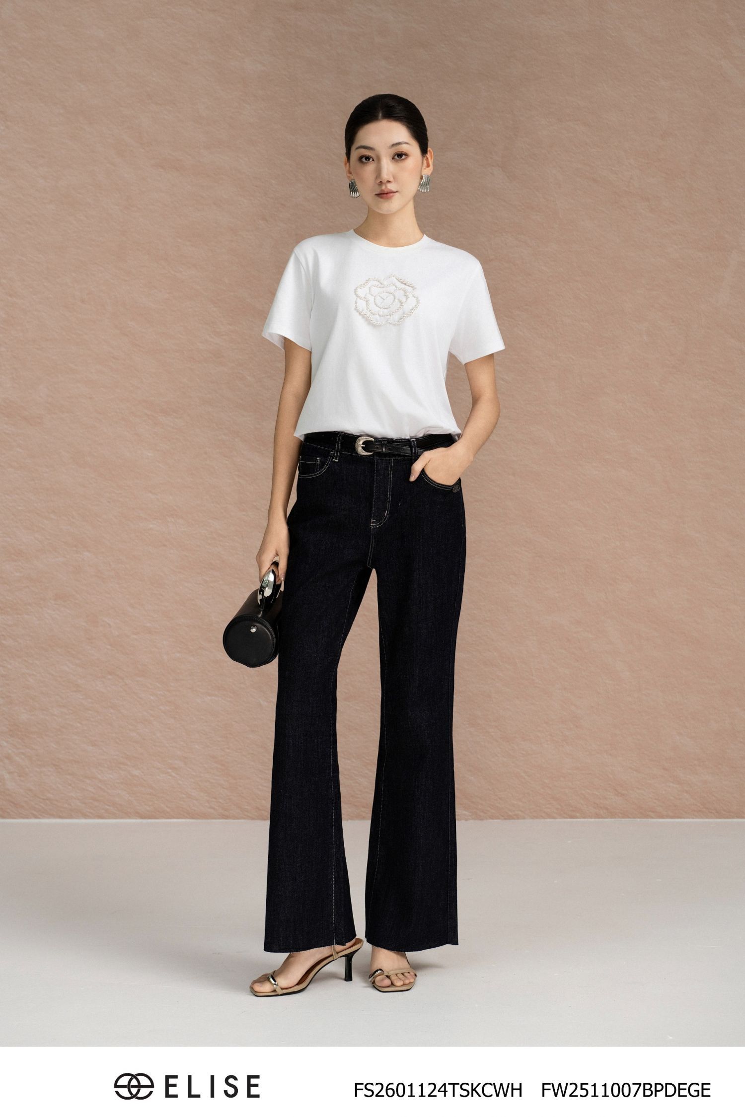 QUẦN DENIM MÀU CHÀM ỐNG LOE