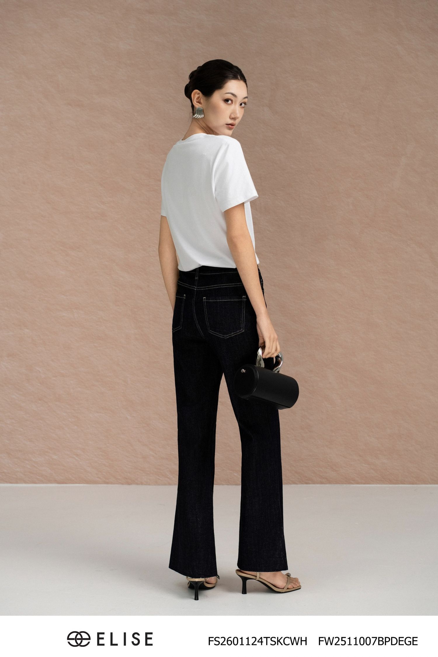 QUẦN DENIM MÀU CHÀM ỐNG LOE