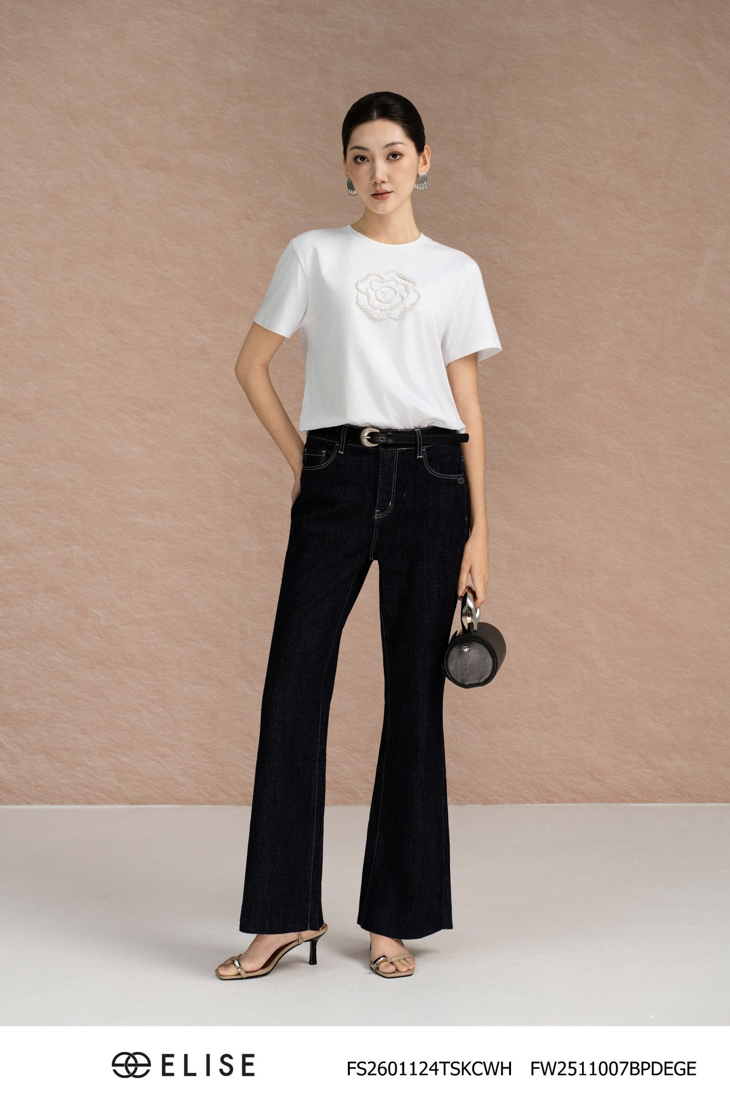 QUẦN DENIM MÀU CHÀM ỐNG LOE
