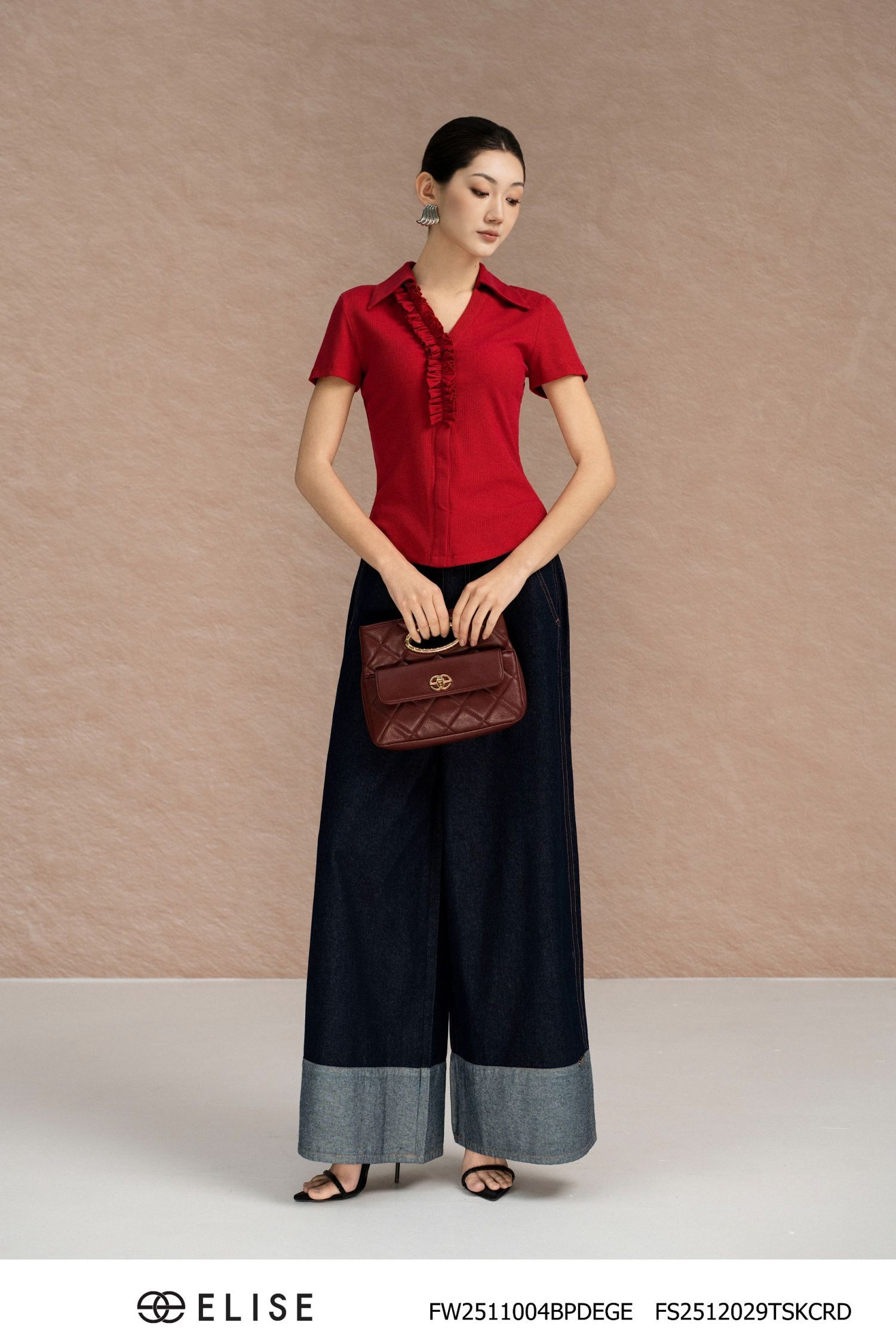 QUẦN DENIM XANH CHÀM ỐNG LƠ VÊ