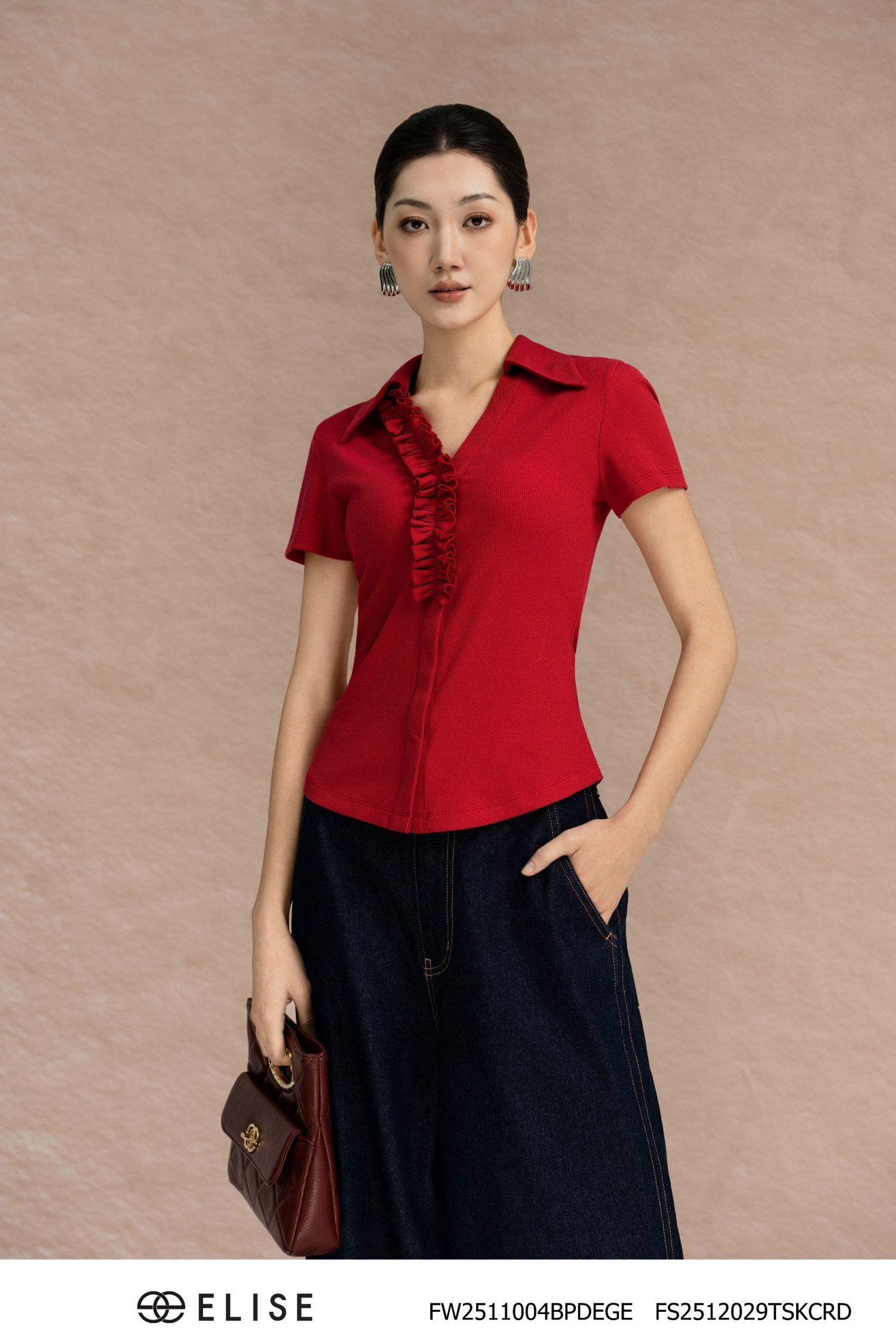 QUẦN DENIM XANH CHÀM ỐNG LƠ VÊ