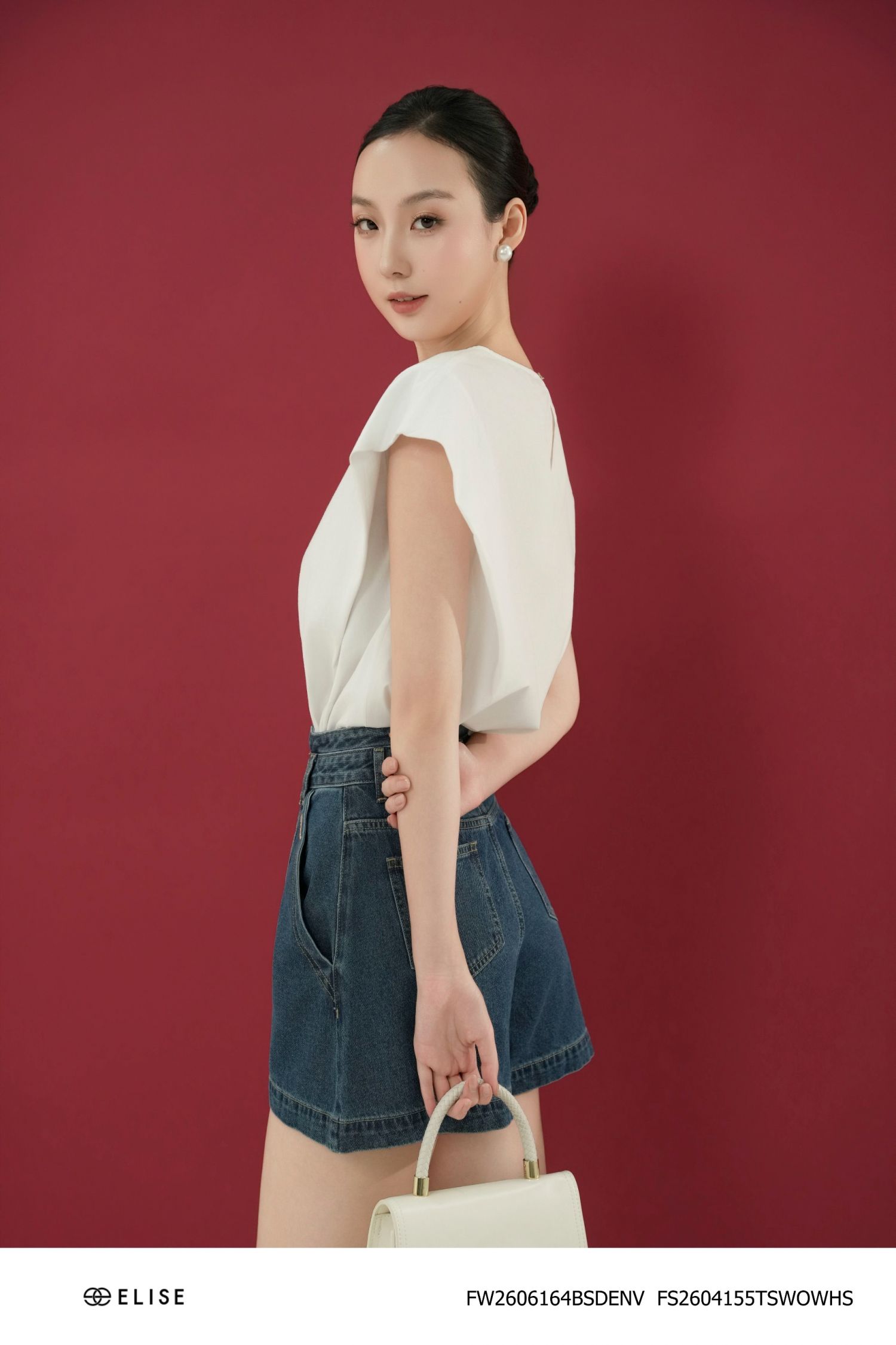 QUẦN SOOC DENIM XANH TÚI CHÉO