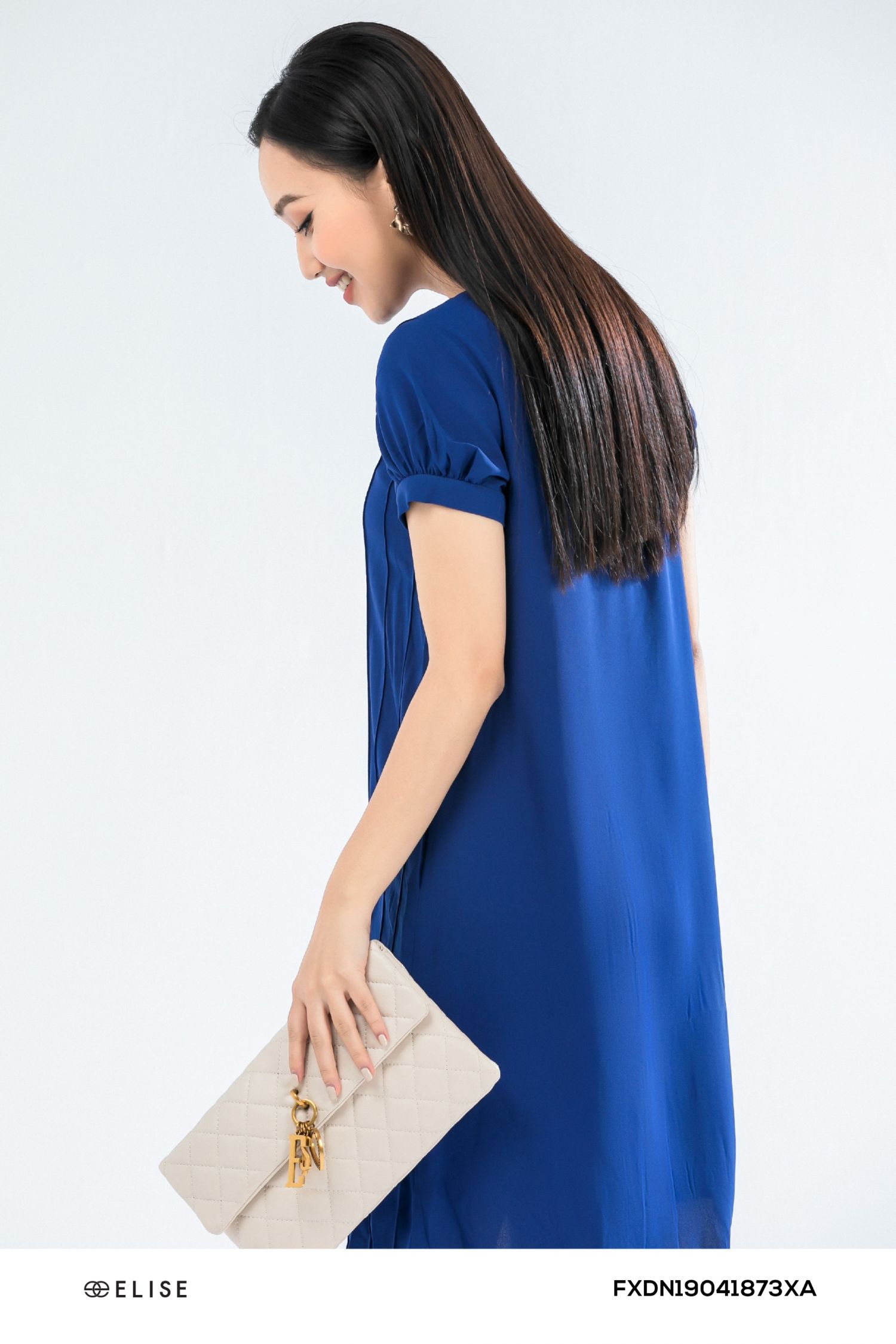 Đầm xanh đai eo