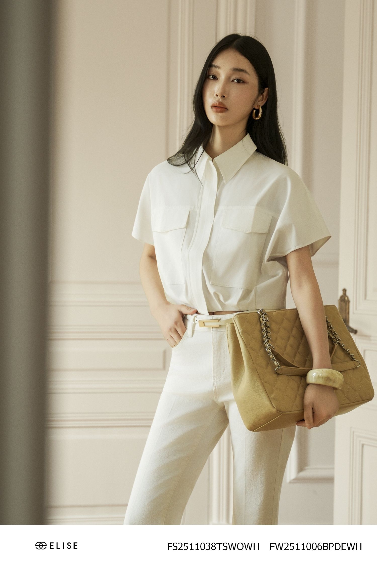 ÁO KAKI TRẮNG DIỄU CHỈ TÚI ỐP