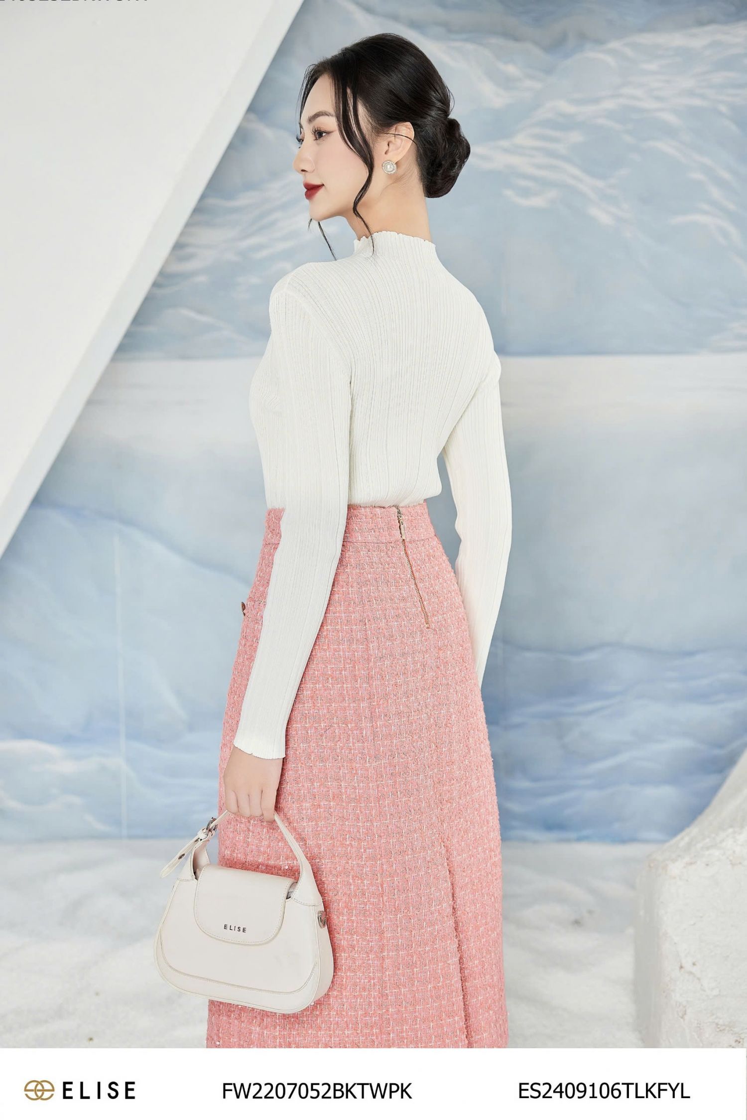 JUPE DẠ TWEED HỒNG KIM TUYẾN