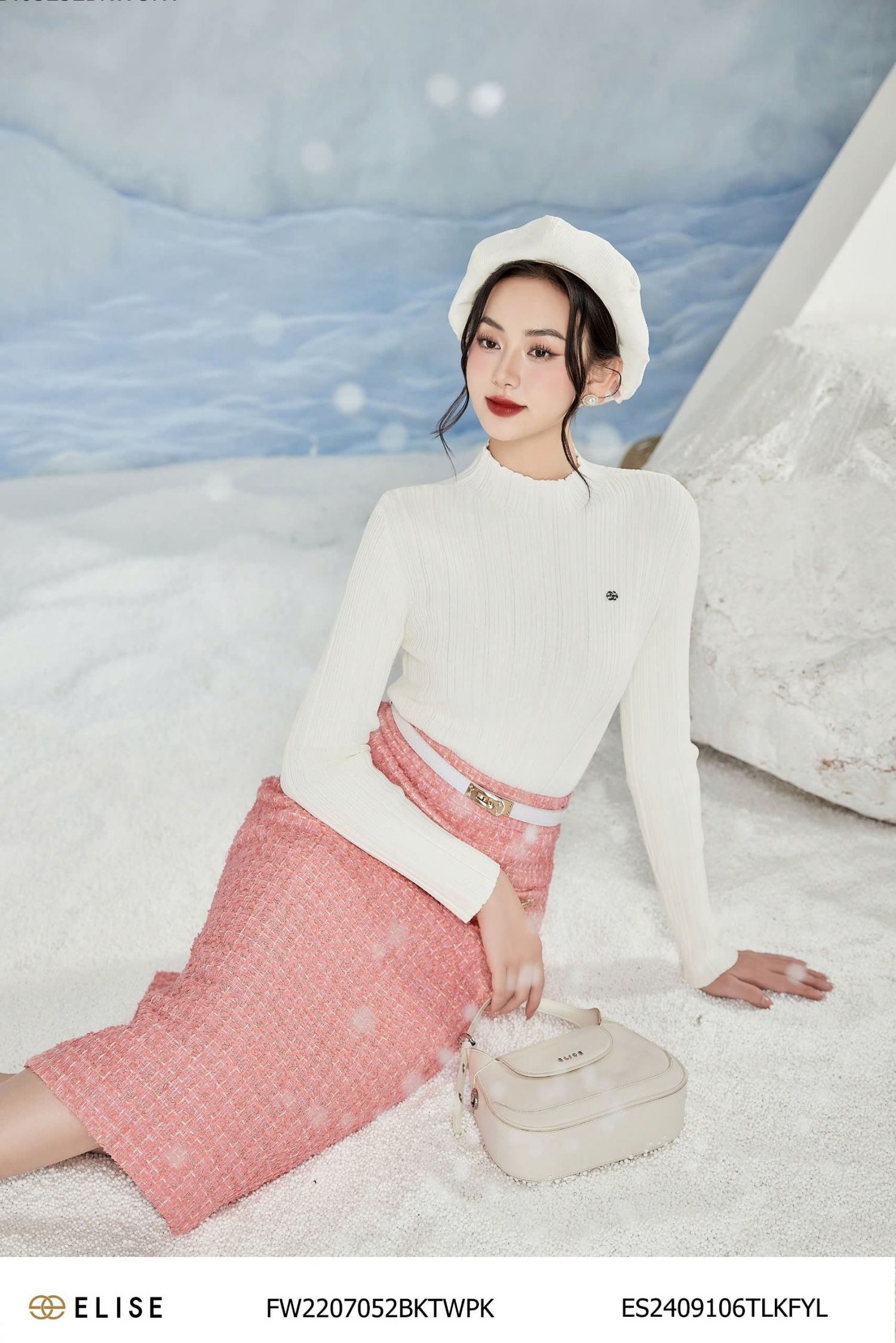 JUPE DẠ TWEED HỒNG KIM TUYẾN