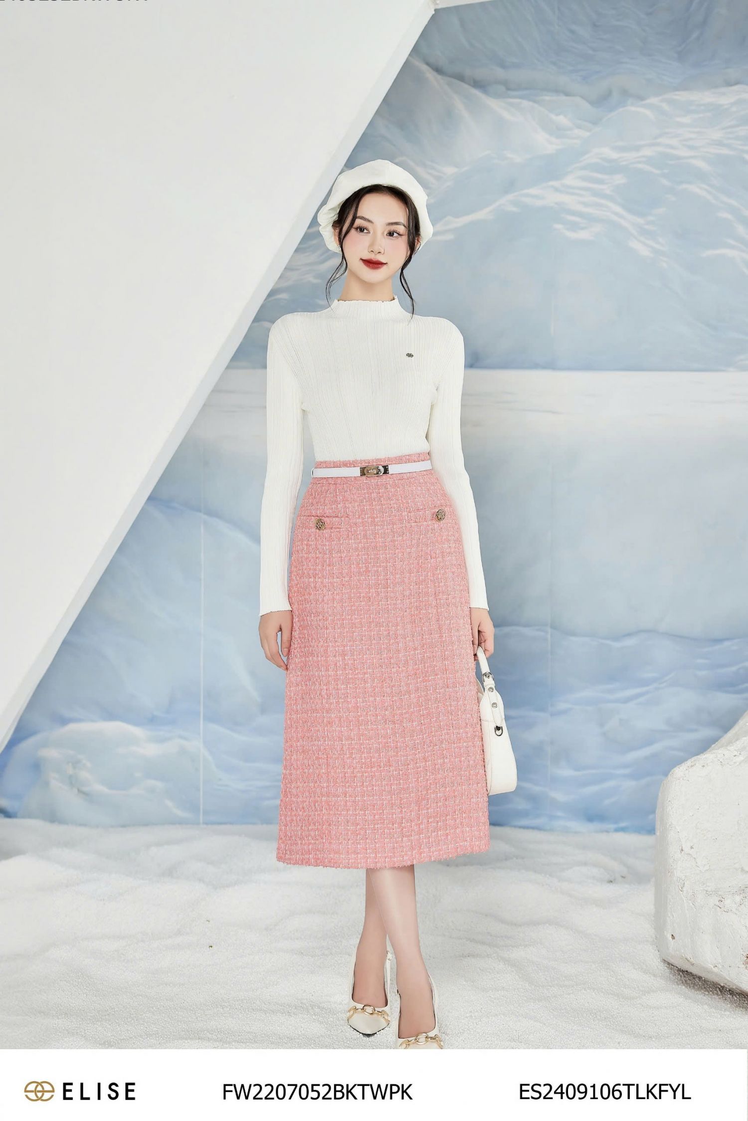 JUPE DẠ TWEED HỒNG KIM TUYẾN