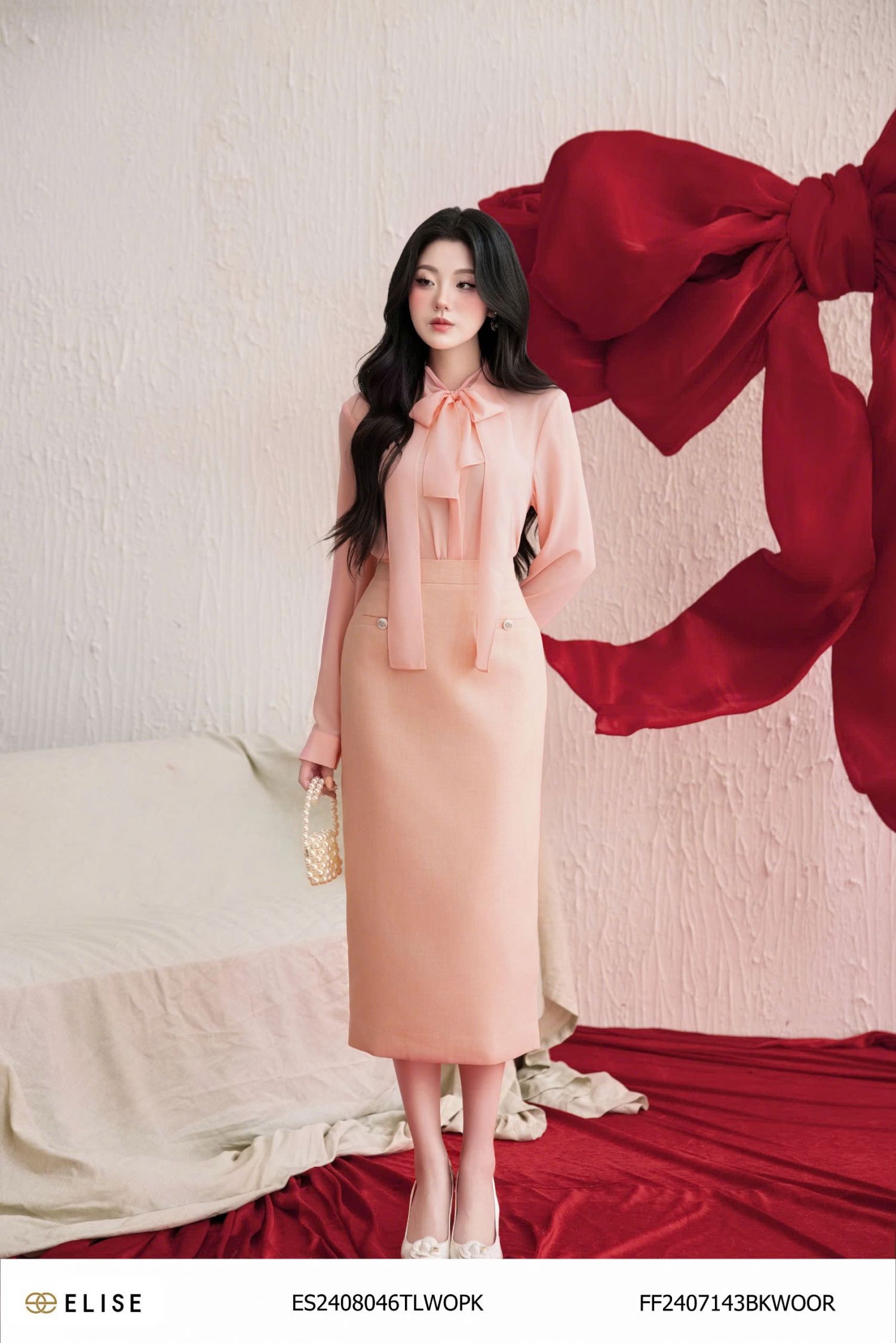SM CHIFFON HỒNG DÂY CỔ