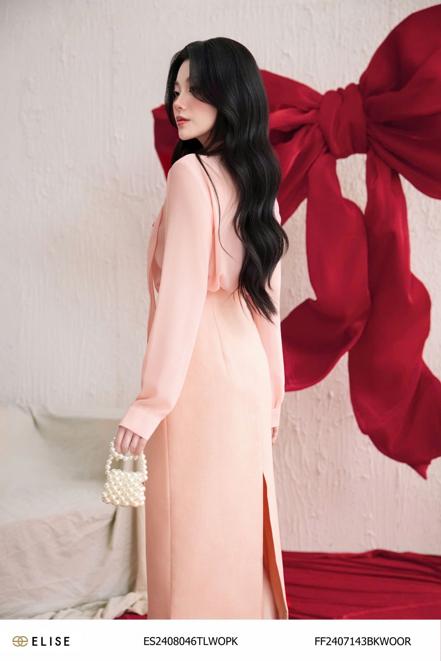 SM CHIFFON HỒNG DÂY CỔ