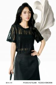 ÁO REN LƯỚI ĐEN PHỦ KIM TUYẾN