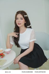ÁO THUN TRẮNG PHỐI REN TAY