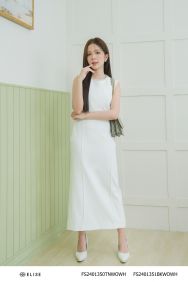 JUPE DÀI TRẮNG VIỀN DÂY DỆT GẮN XÍCH