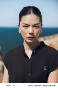 ÁO CHIFFON ĐEN ĐÍNH LOGO
