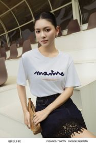 ÁO THUN TRẮNG CỔ PHỐI VẢI THÔ