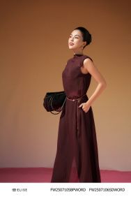 SET ĐẦM VOAN XƯỚC ĐỎ NÂU KÈM BRA