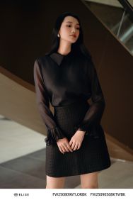 JUPE TWEED ĐEN TÚI DỌC