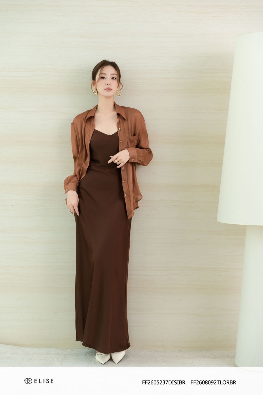 ĐẦM LỤA 2 DÂY NÂU