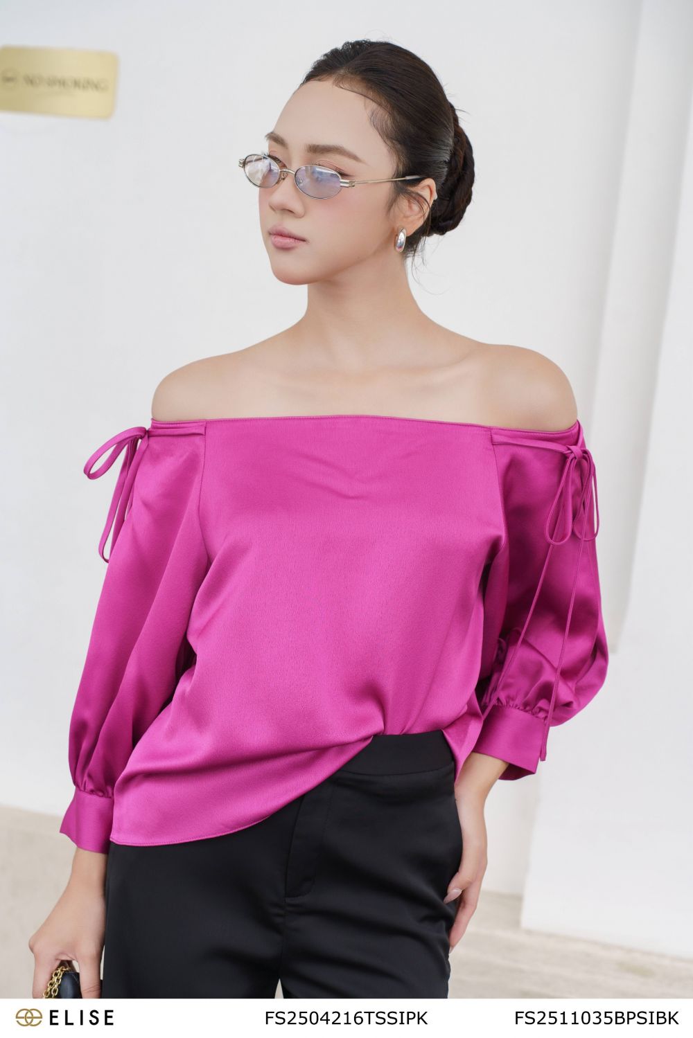 ÁO LỤA HỒNG SEN TRỄ VAI TAY XẺ