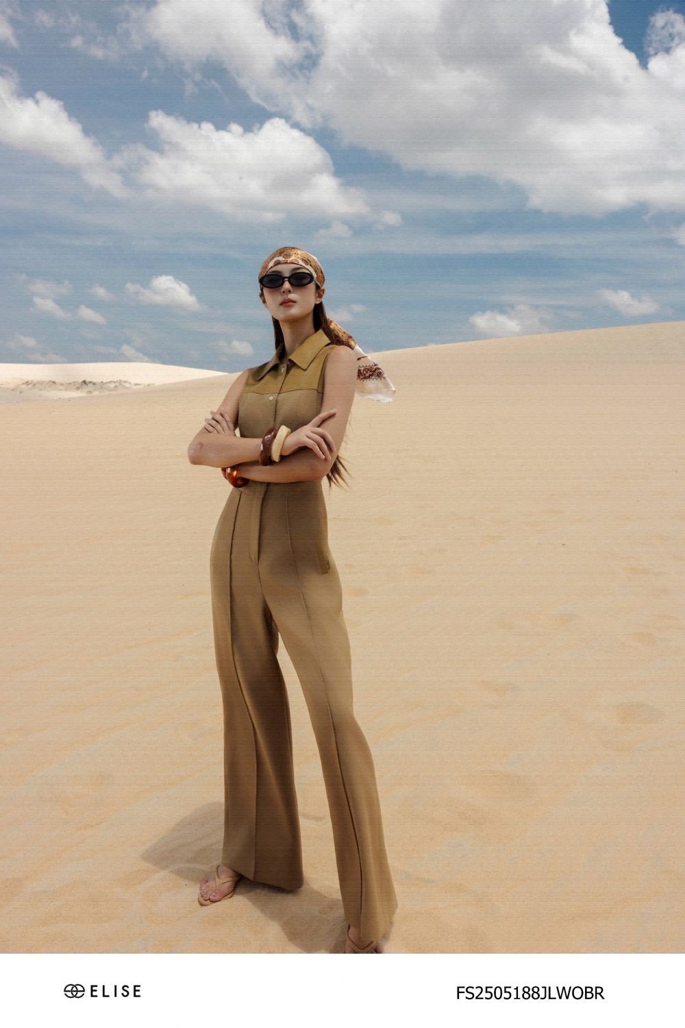 JUMPSUIT NÂU DÀI PHỐI DA