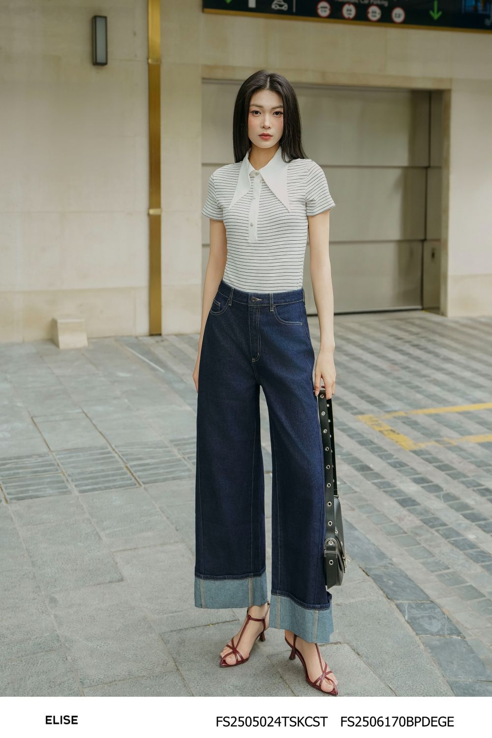 QUẦN DENIM SUÔNG XANH CHÀM GẤU LƠ VÊ
