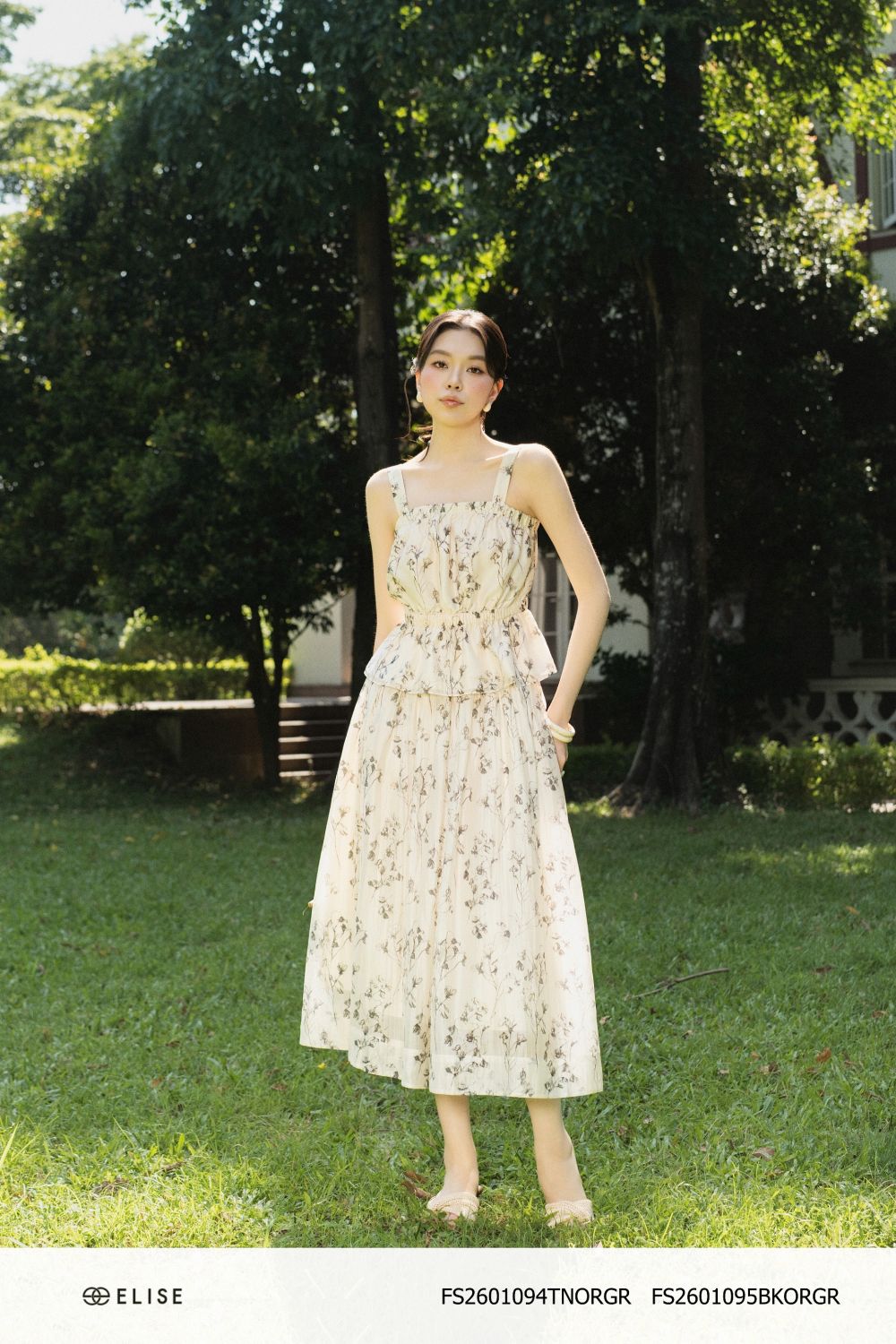 CHÂN VÁY XẾP NHÚN EO HT HOA XÁM