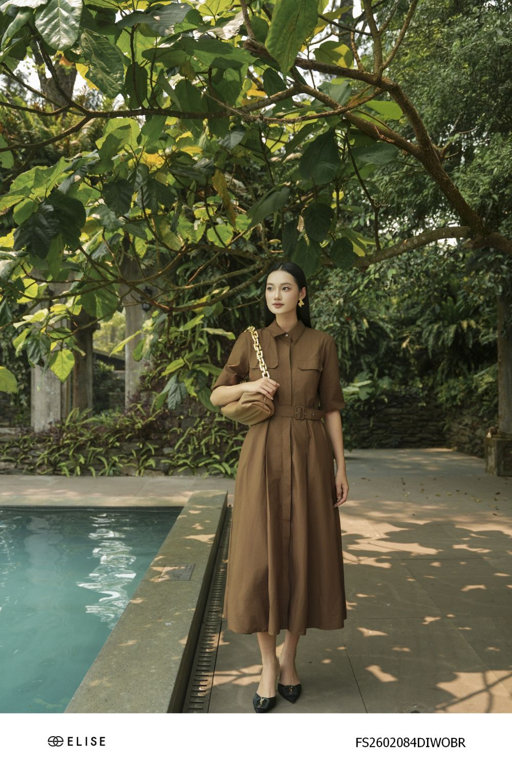 ĐẦM THÔ NÂU ĐAI EO